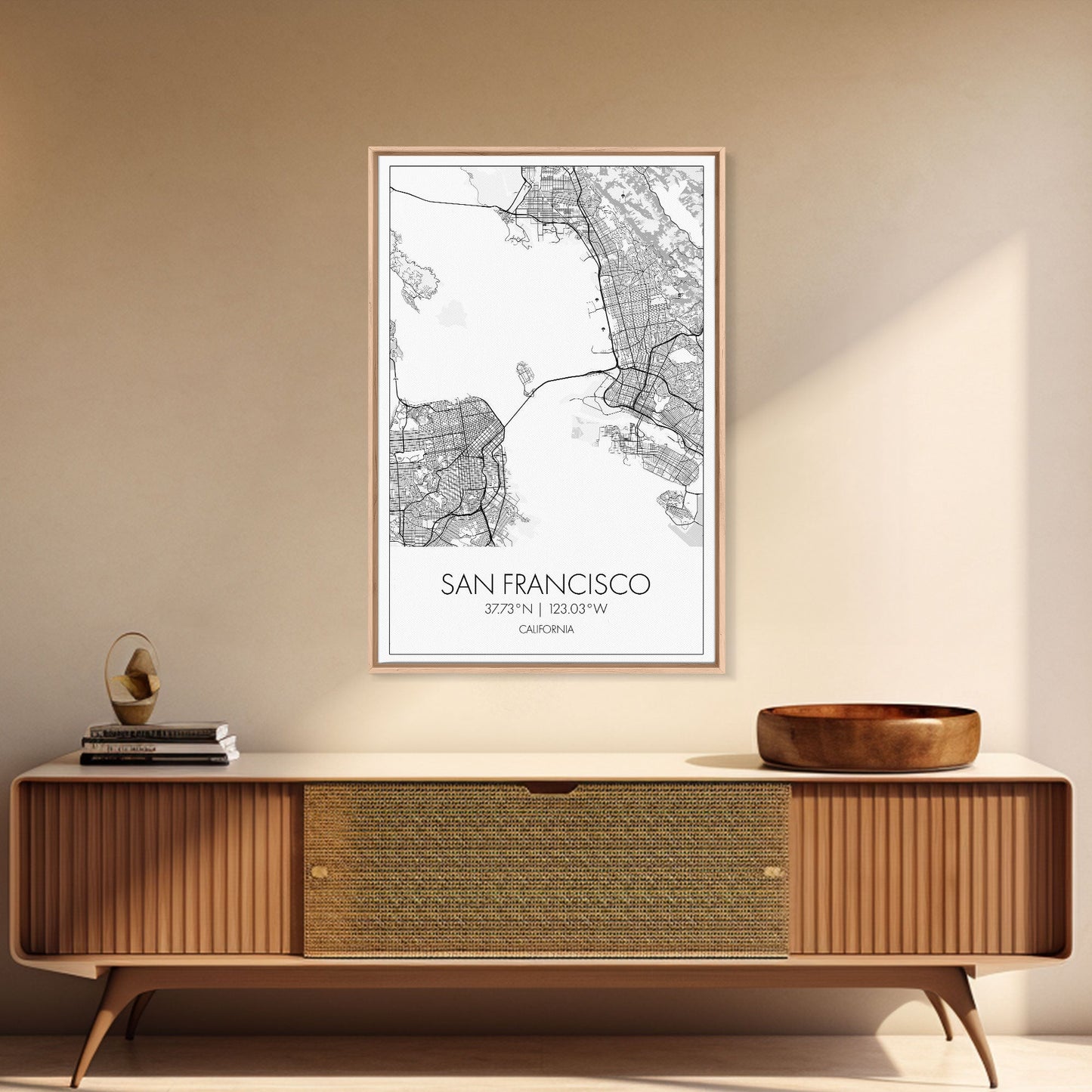 San Francisco Street Map, California Map, City Map Print, Minimalist Art, Wall Art, Canvas Print, Family Room Décor, Gift For Travelers