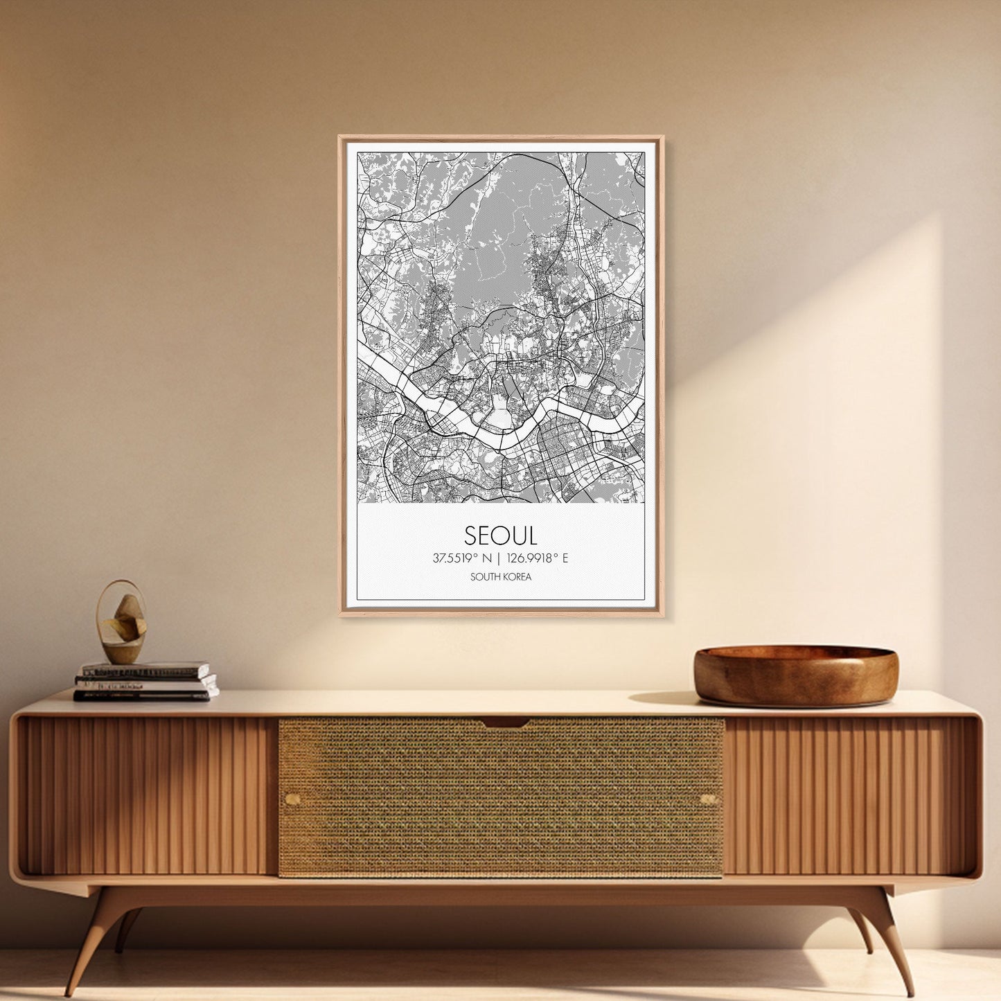 Seoul Street Map, South Korea Map, Asia City Map Print, Minimalist Art, Wall Art, Canvas Print, Travel Gift For Women, Travel Wall Décor