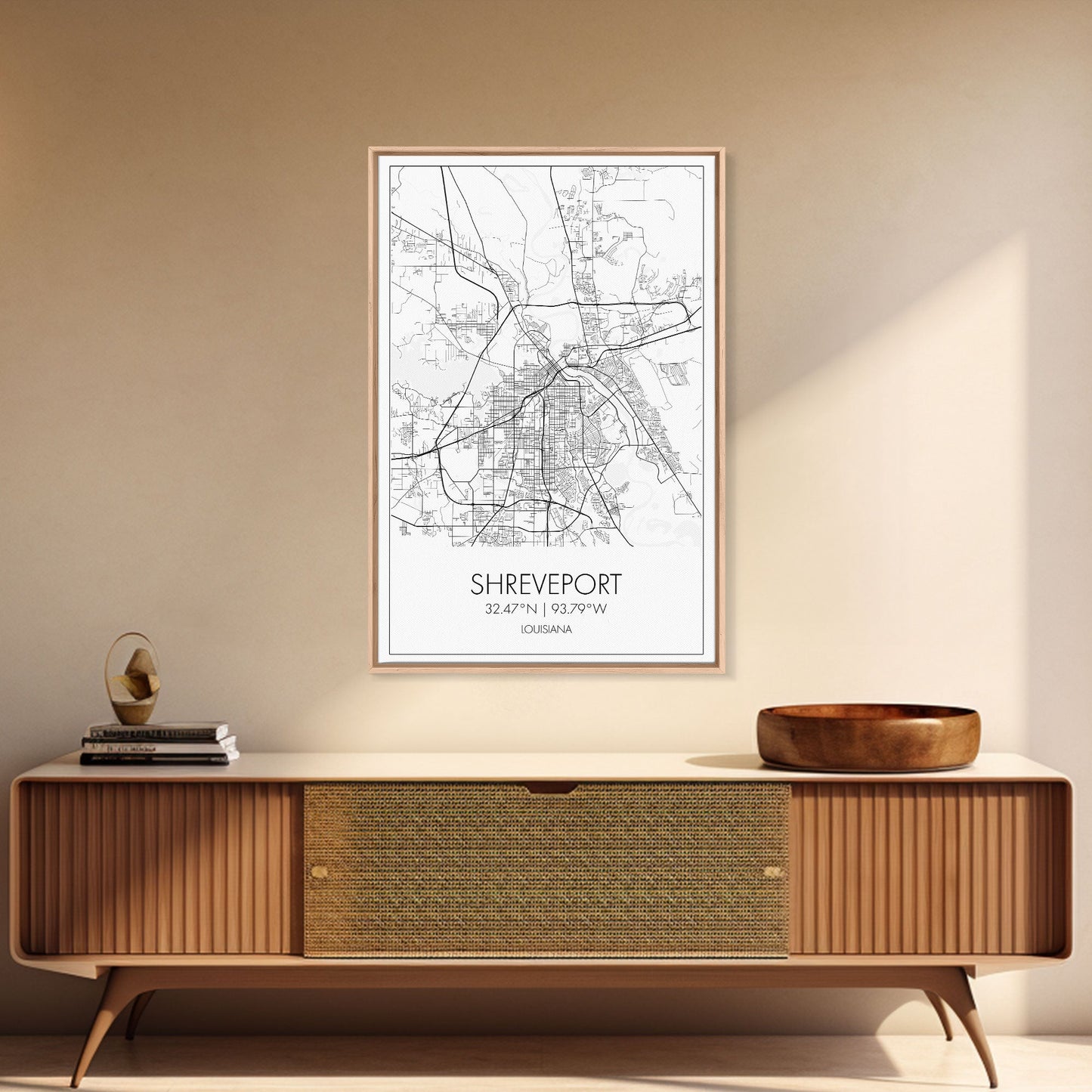 Shreveport Street Map, Louisiana Map, City Map Print, Minimalist Art, Wall Art, Canvas Print, Wall Decoration, Aviation Gift, Travel Décor