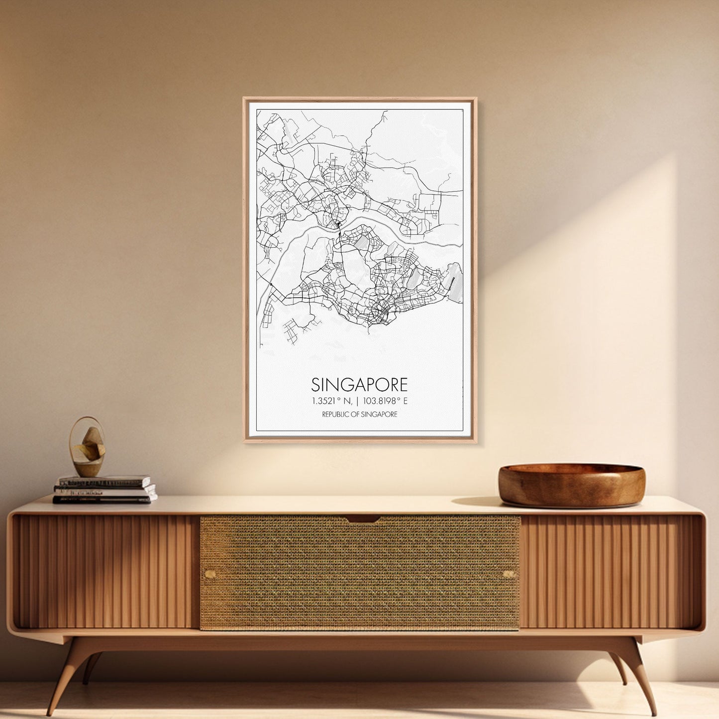 Singapore Street Map, Singapore Map, Asia City Map Print, Minimalist Art, Wall Art, Canvas Print, Room Decor, Travel Wall Art, Gift For Him