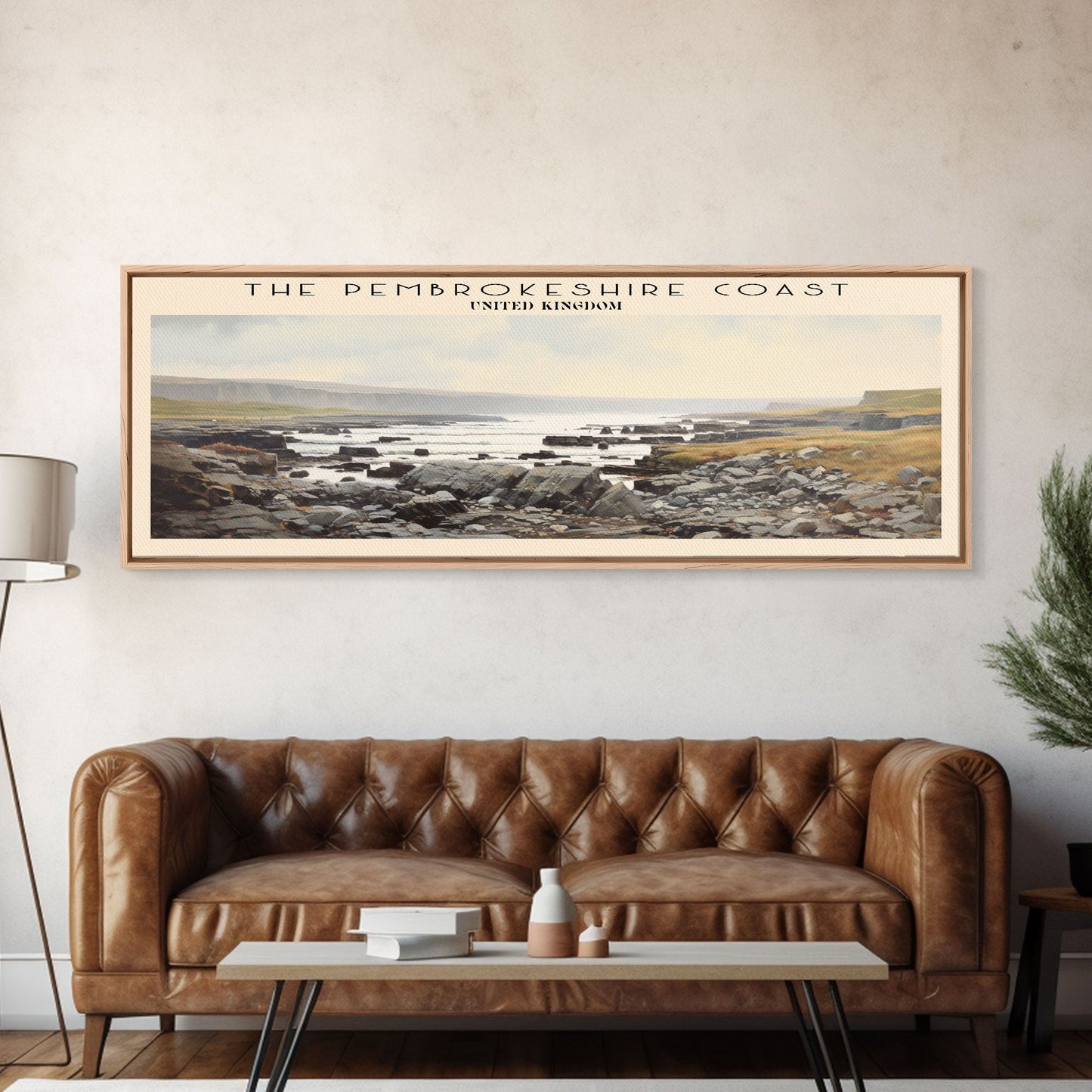 The Pembrokeshire Coast Travel Poster Print, Framed Canvas Print, COUNTRY Travel Art, Wood Framed Art, Wall Hanging, Home Decor