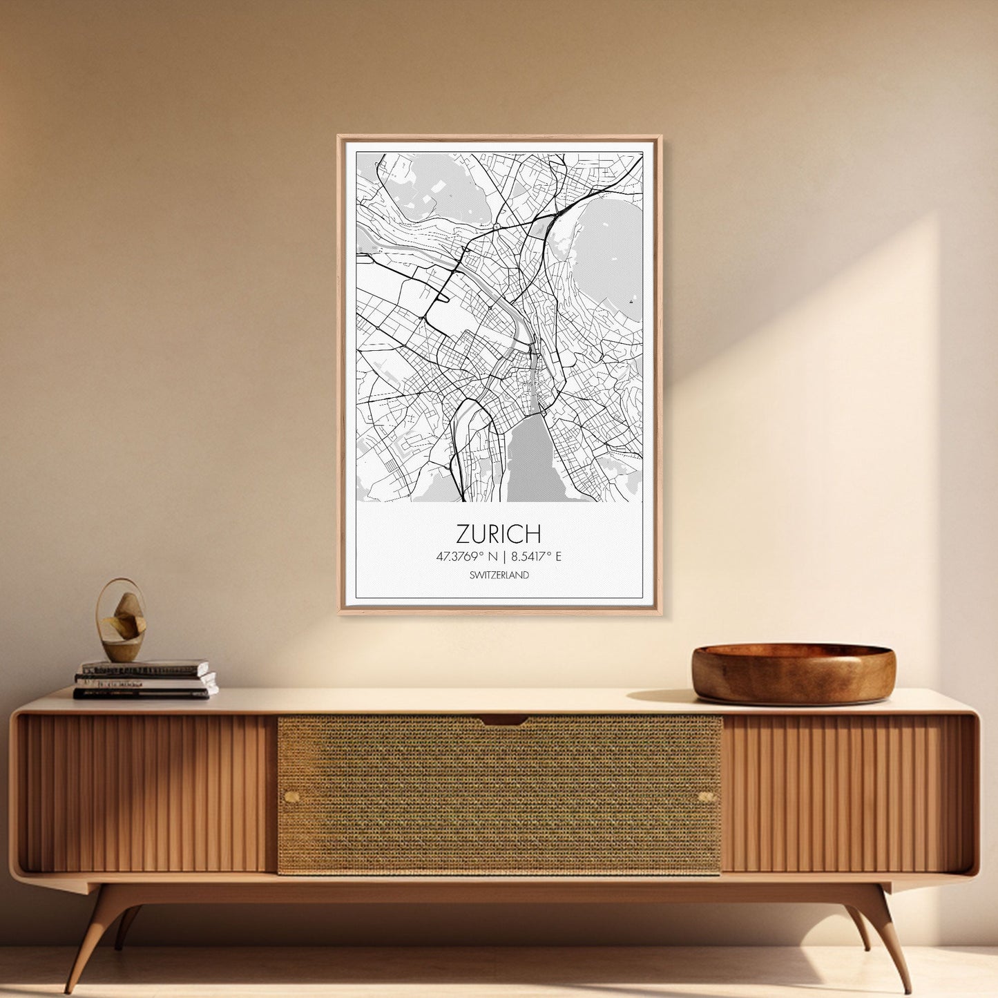 Zurich Street Map, Switzerland Map, Europe City Map Print, Minimalist Art, Wall Art, Canvas Print, Travel Art, Wall Hanging, Honeymoon Gift