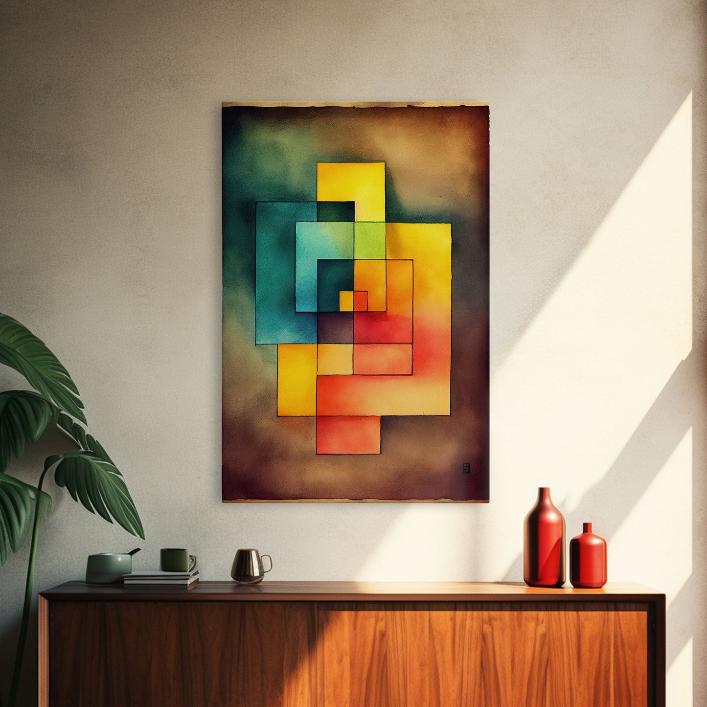 Framed Canvas Print Wall Art Set Color Blocks Abstract Shapes Illustrations Mid Century Modern Wall Art Boho Decor Abstract Wall Art
