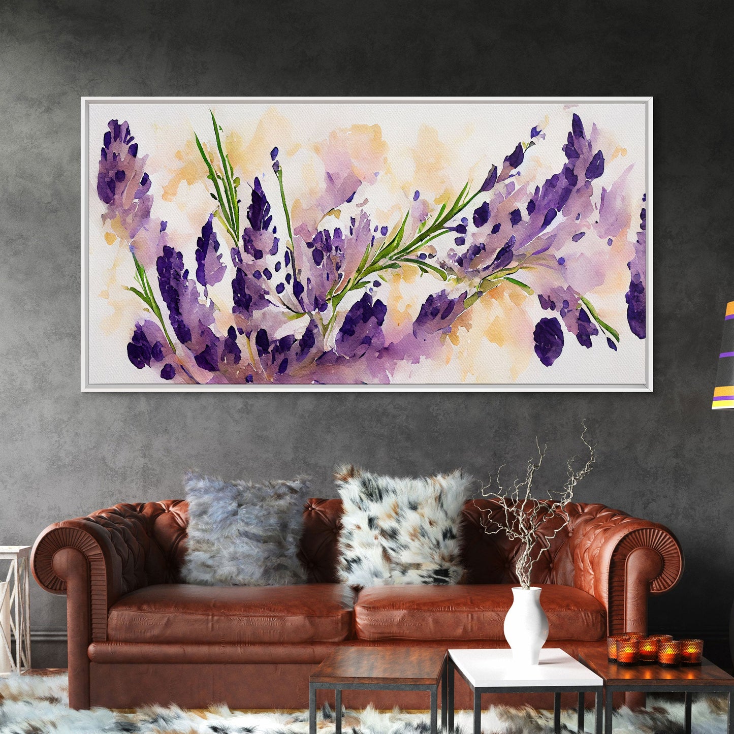 Wild Lavender wall art, canvas print, watercolor painting of lavender flowers, Botanical art, farmhouse decor