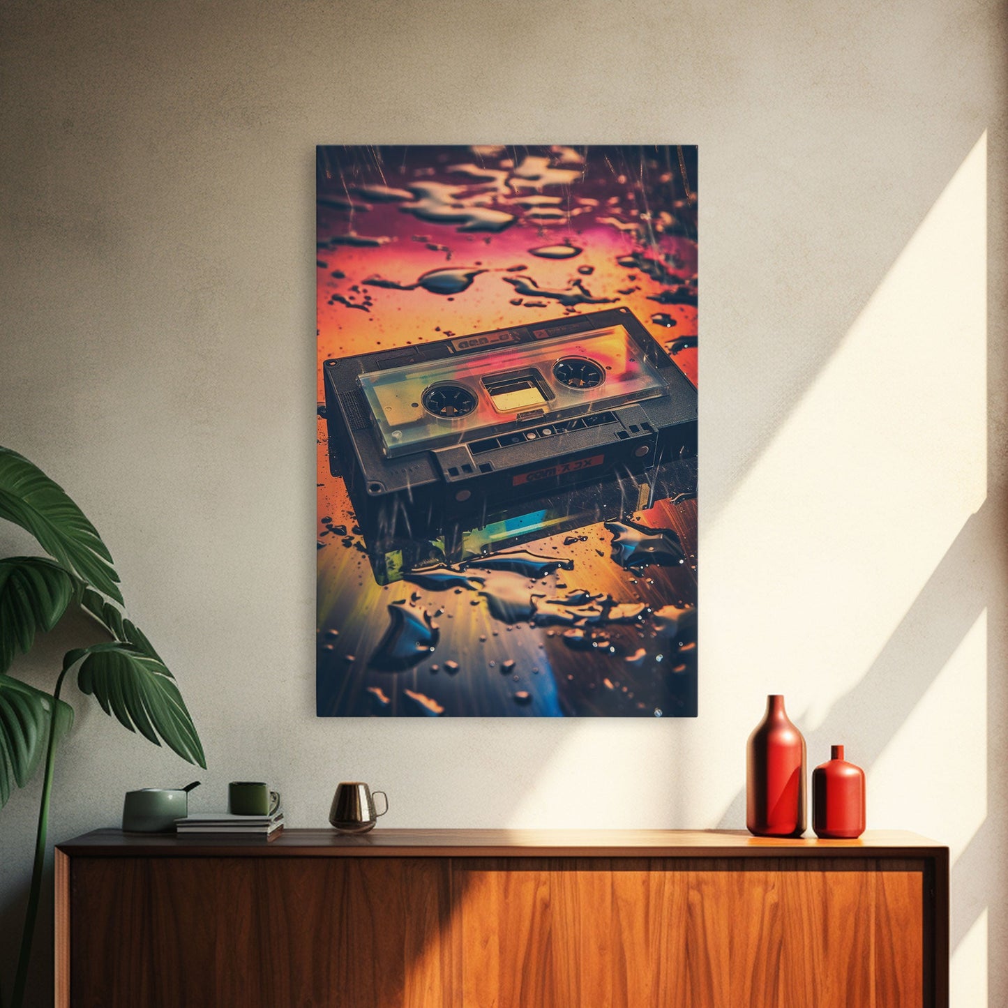 Retro 80s Cassette Tape Art, Framed Canvas Print, Custom Cassette Tape Wall Art, Cassette Tape Decor, Mix Tape Wall Art