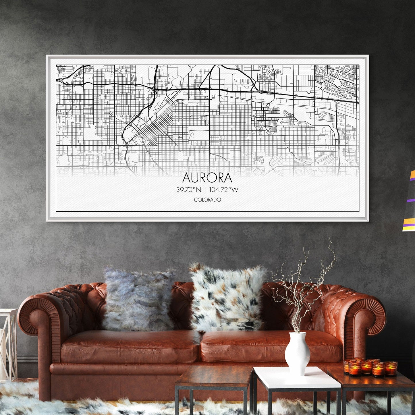 Aurora Street Map, Colorado Map, Map Print, Modern Art, Wall Art, Canvas Print, College Apartment, Colorado Wall Art, Mom Birthday Gift
