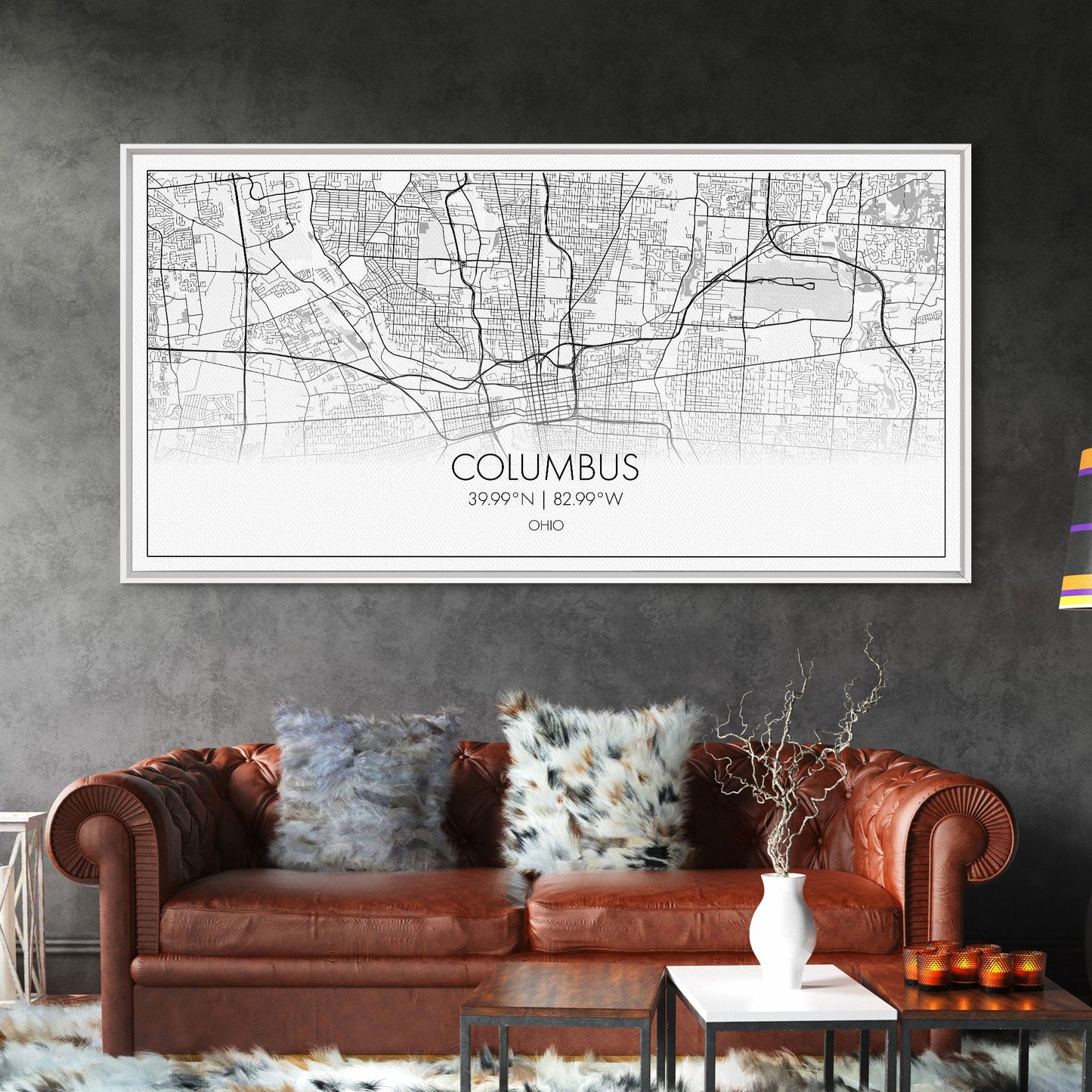 Columbus Street Map, Ohio Map, Map Print, Modern Art, Wall Art, Canvas Art, Cute Room Décor Aesthetic, Gift For Wife, Patriotic Décor