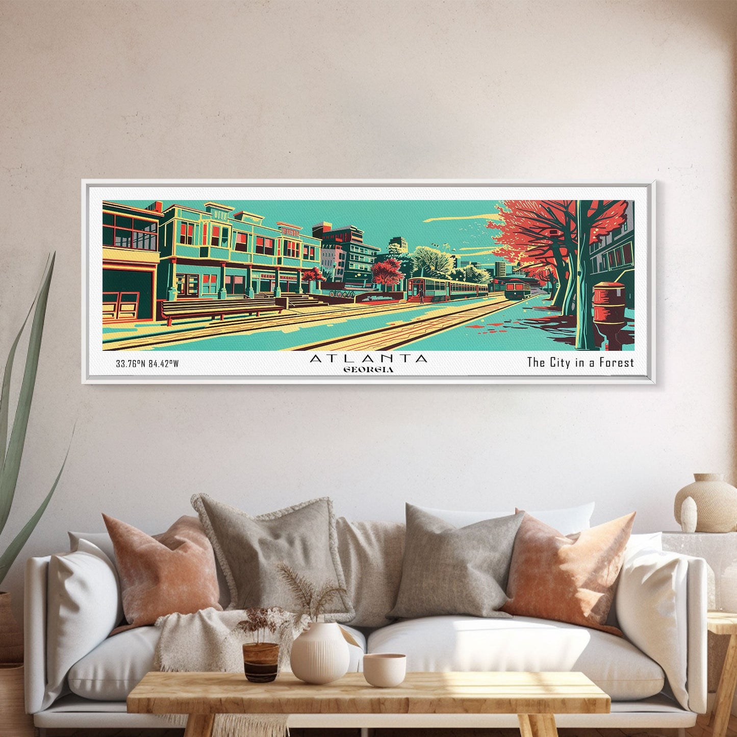 Atlanta Georgia Panoramic Travel Poster Canvas Print