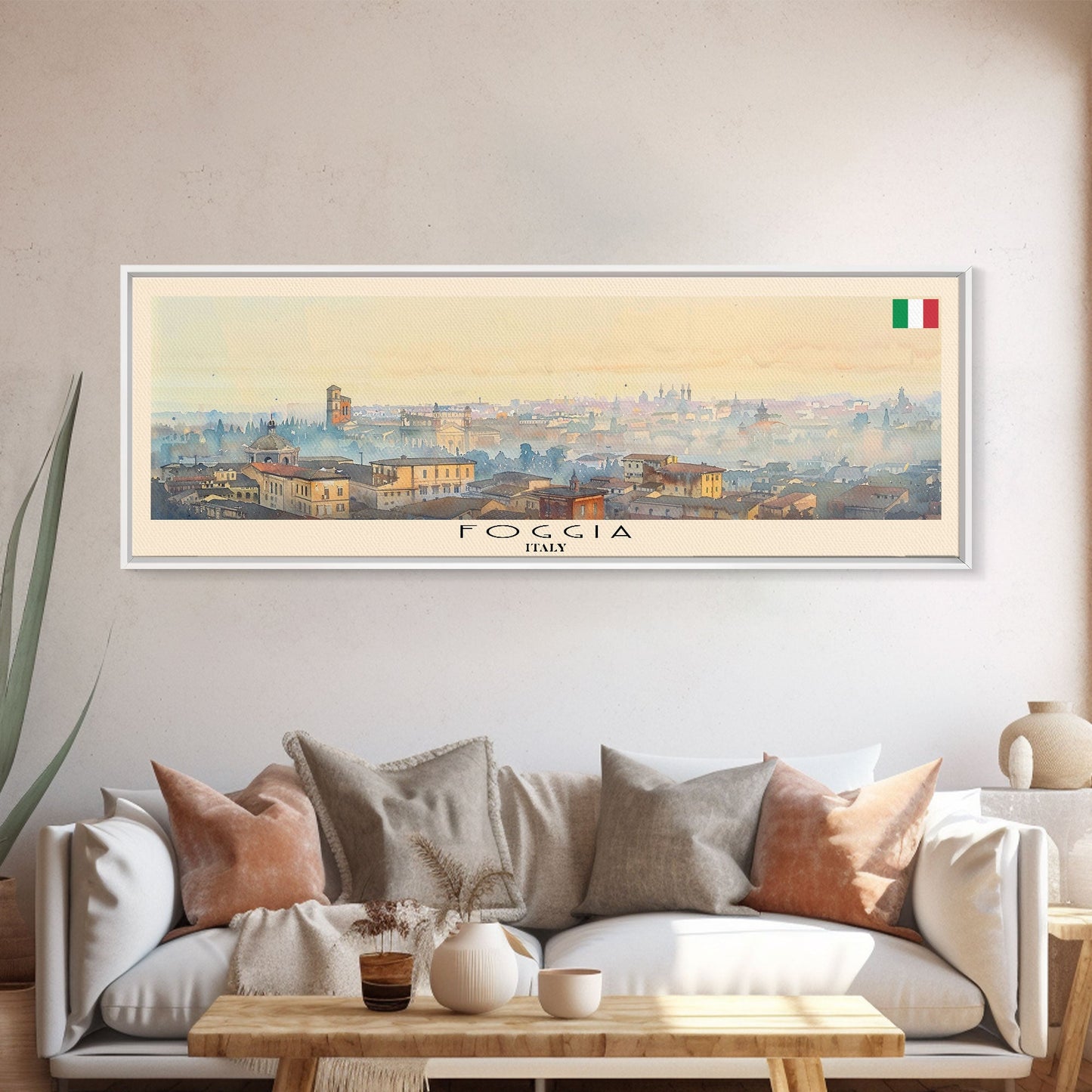 Foggia Italy Wall Art, Panoramic Travel Poster, Panoramic Framed Canvas Print, City Wall Art, Wall Hanging Home Decor, Travel Art