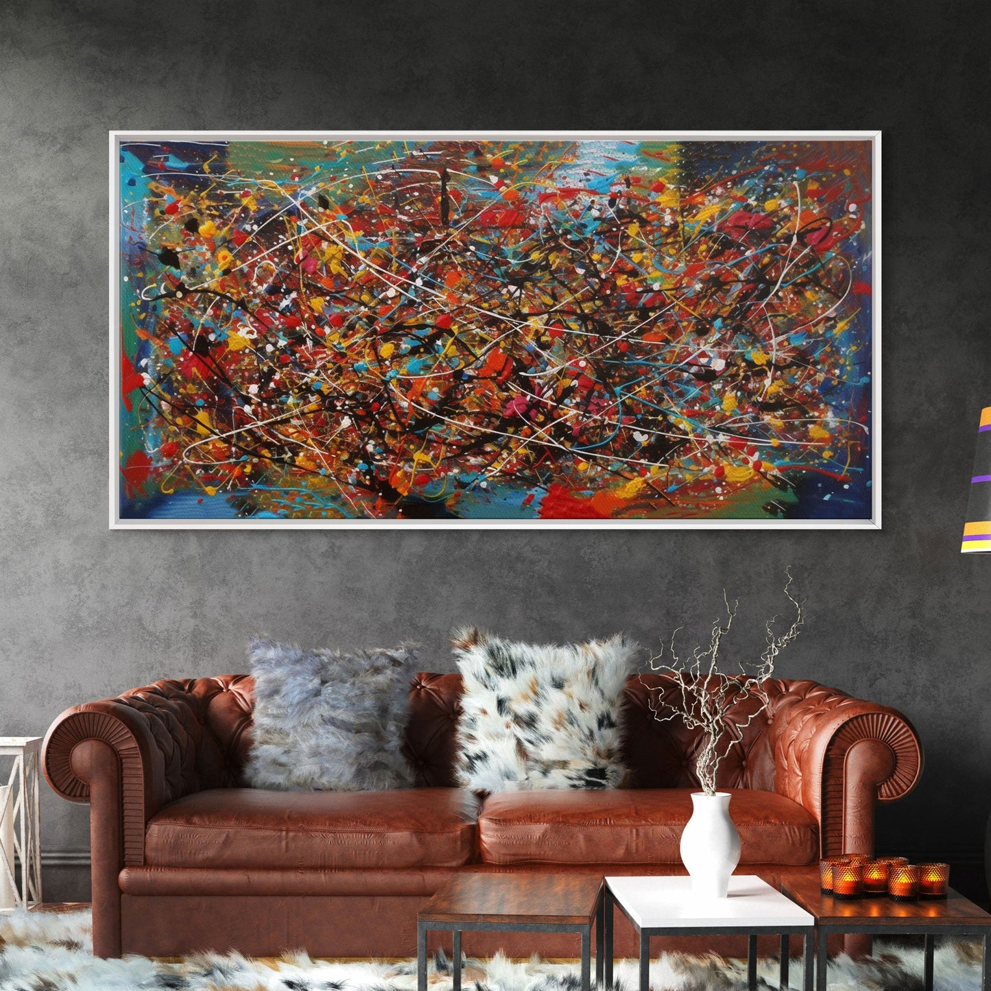 Jackson pollock Style Canvas Print Jackson Pollock Style Abstract Painting on Canvas, Drip Painting Home Decor Graffiti Art Hanging Wall Art