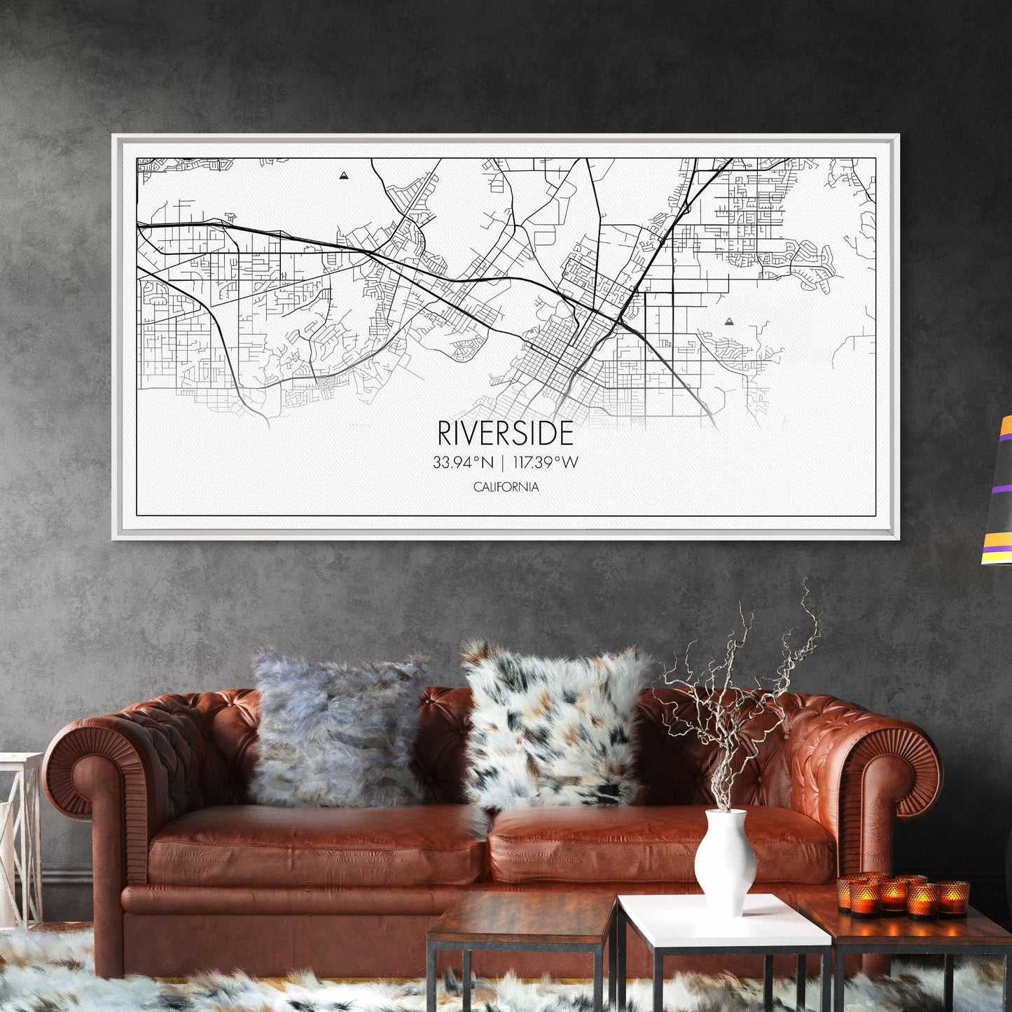 Riverside City Map, California Art, Map Print, Minimalist Wall Art, Wall Art, Canvas Art, Dorm Room Décor, Gift For Husband, Cabin Wall Art