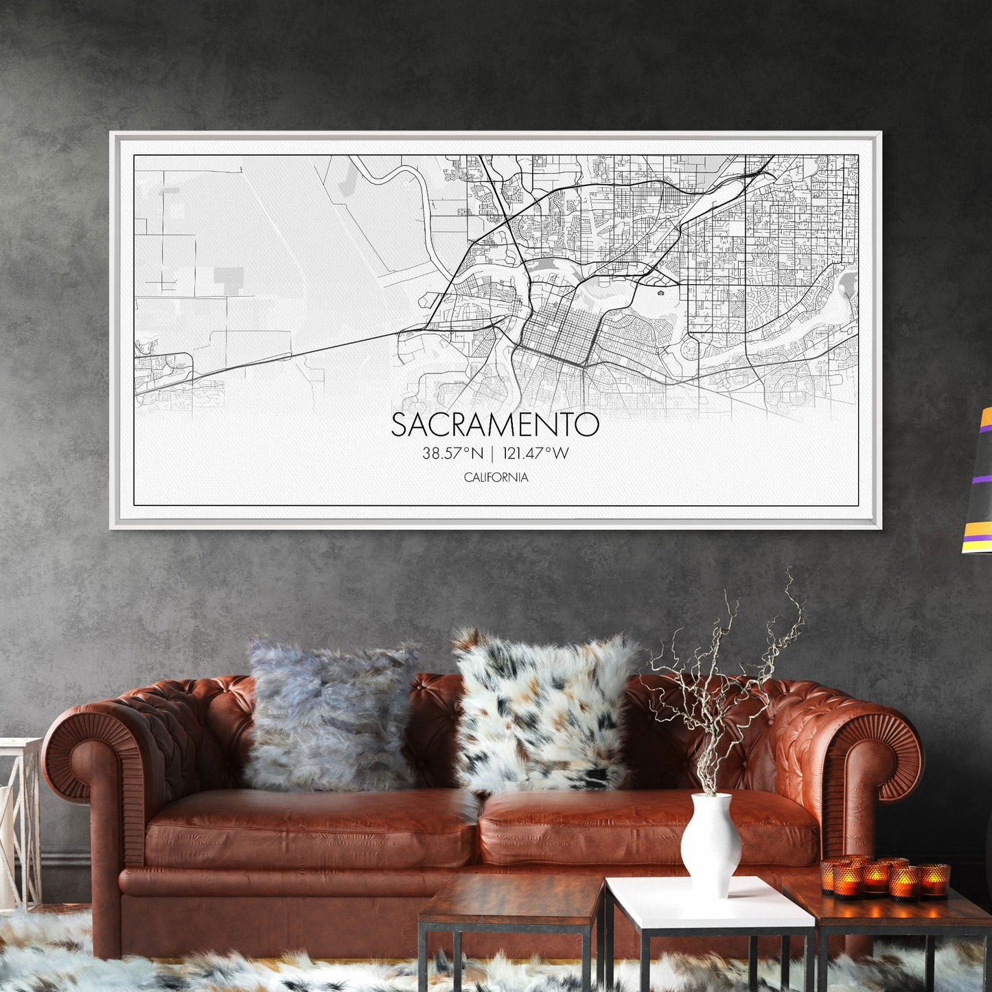 Sacramento City Map, California Art, Map Print, Minimalist Wall Art, Wall Art, Canvas Art, Large Wall Art, Room Décor, Office Prints