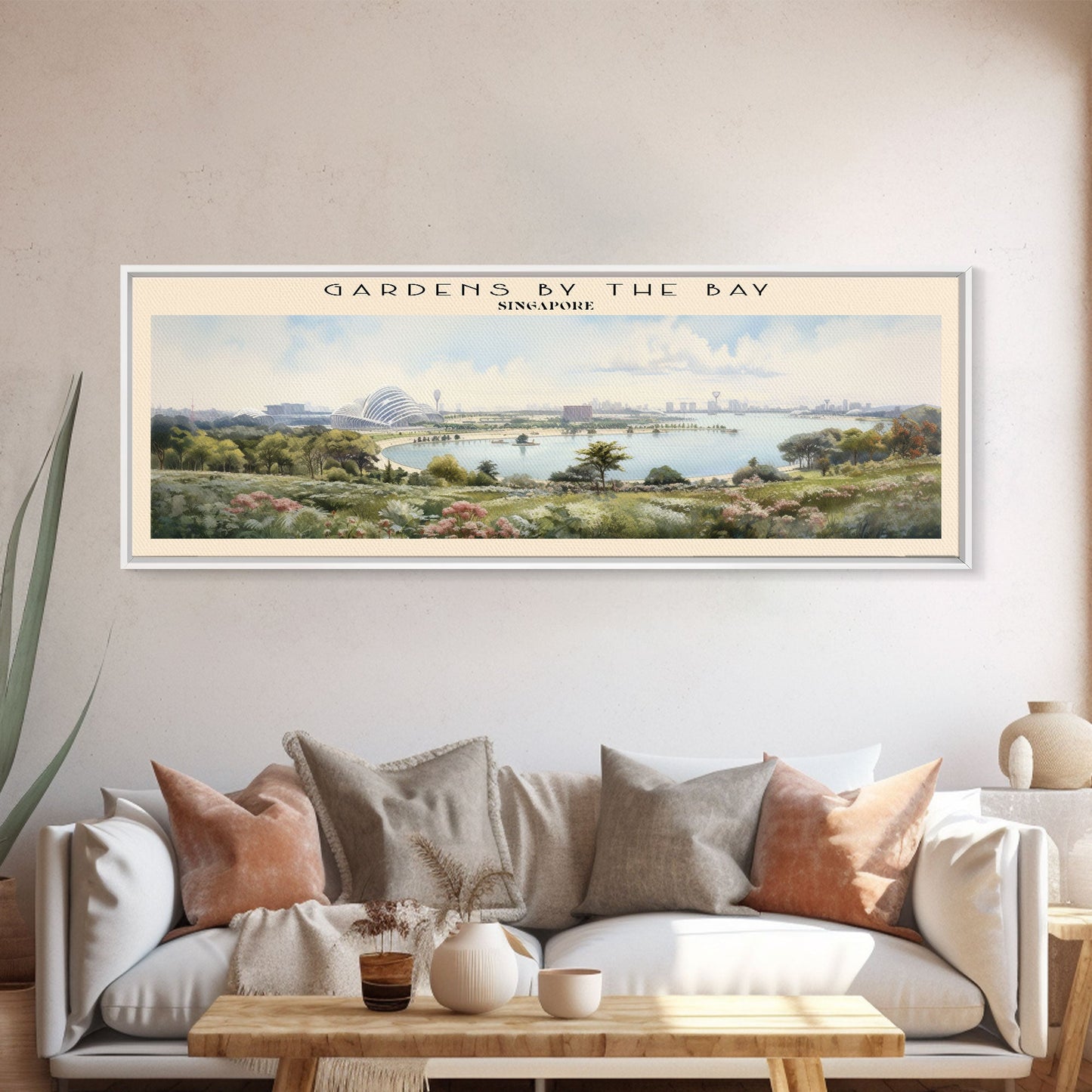 Gardens by the Bay COUNTRY | Framed Travel Poster Canvas Print | Trendy Wall Art | Watercolor Painting | Living Room Art | Unique Art