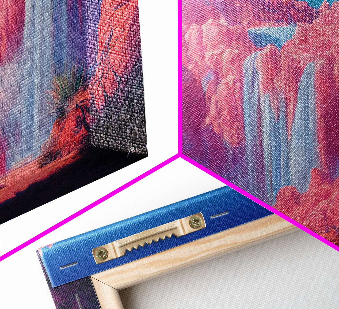 Psychedelic Pink Waterfall Art, Wall Decor, Ready To Hang Framed Canvas Print, Oversize Wall Art
