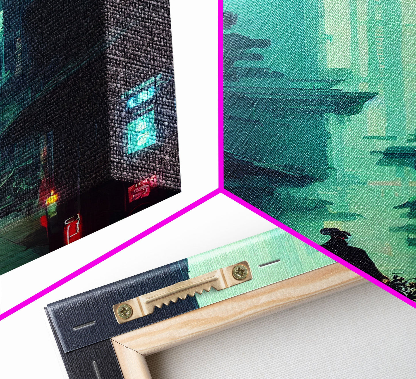 Cyberpunk Tokyo, 80s style retro-futurism, blade runner inspired art, ready to hang framed canvas print wall decor