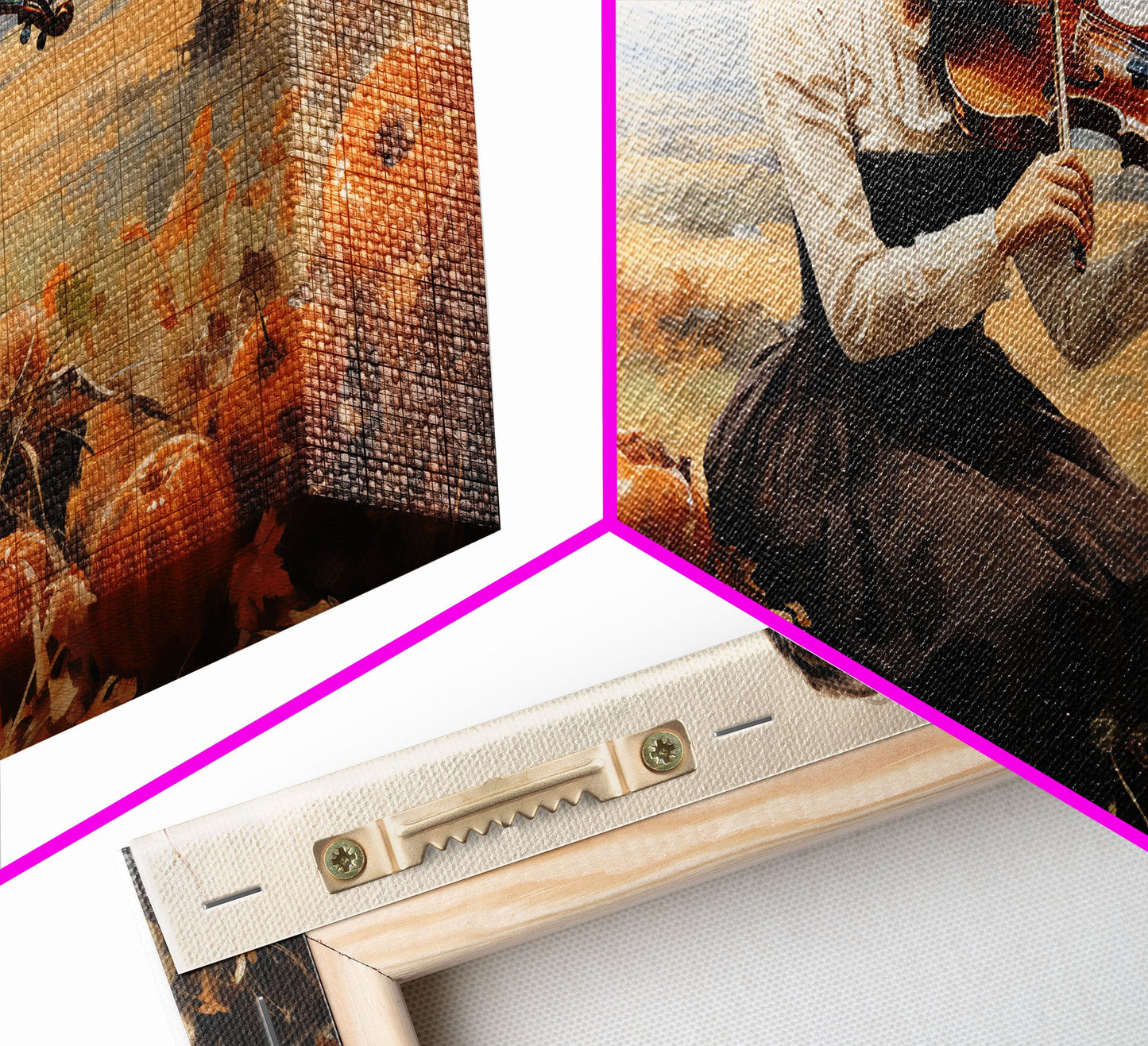 Girl Violinist, Fall Wall Decor, Pumpkin Decor, Canvas Print, Wall Hanging, Panoramic Art, Country Home Decor, Violin Wall Art, Gift For Her