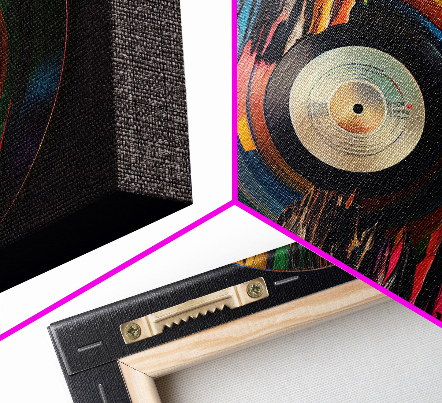 Synthwave vinyl record art, canvas print, framed wall art, interior design, musical wall art, music room decor