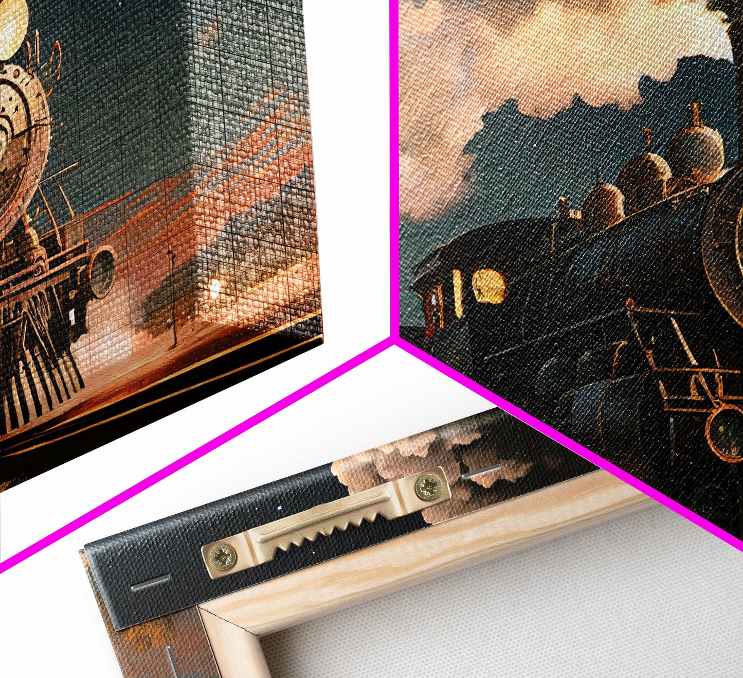 Steam Engine Train Tracks Night Stars Fine Art Print, Wall Art Print, Wall Poster, Wall Décor