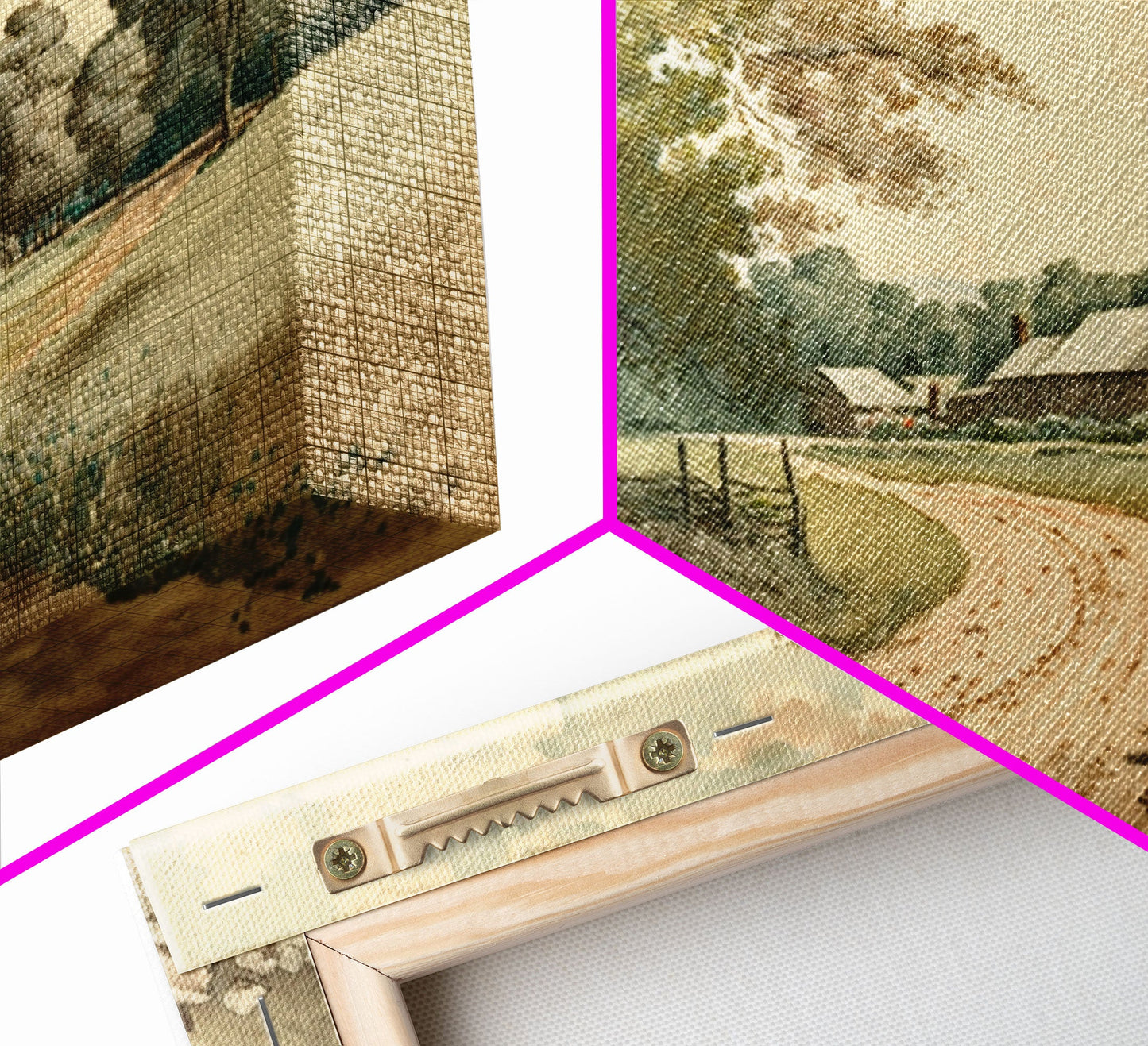 Vintage Landscape Wall Art Print, Nature Framed Large Gallery Art, Minimalist Art Ready to Hang, With Hangers, Muted Farmhouse Art