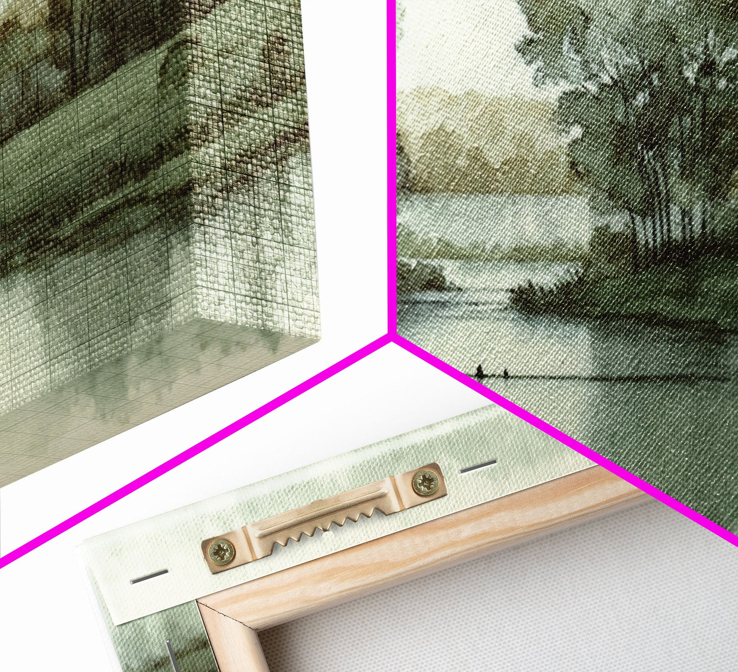 Vintage Landscape Wall Art Print, Nature Framed Large Gallery Art, Minimalist Art Ready to Hang, With Hangers, Muted Farmhouse Art