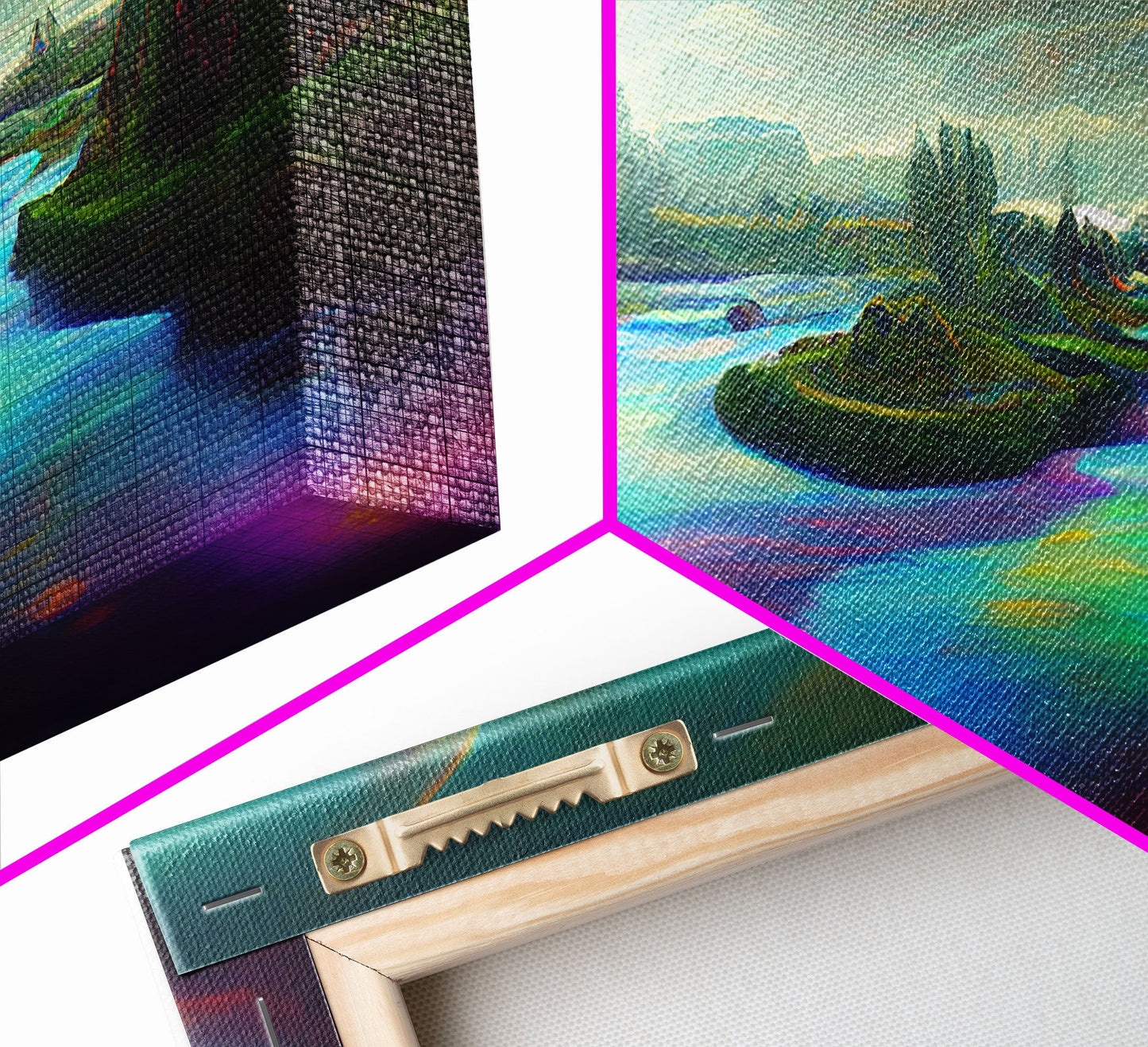 Psychedelic wall art, canvas print, trippy river nature print