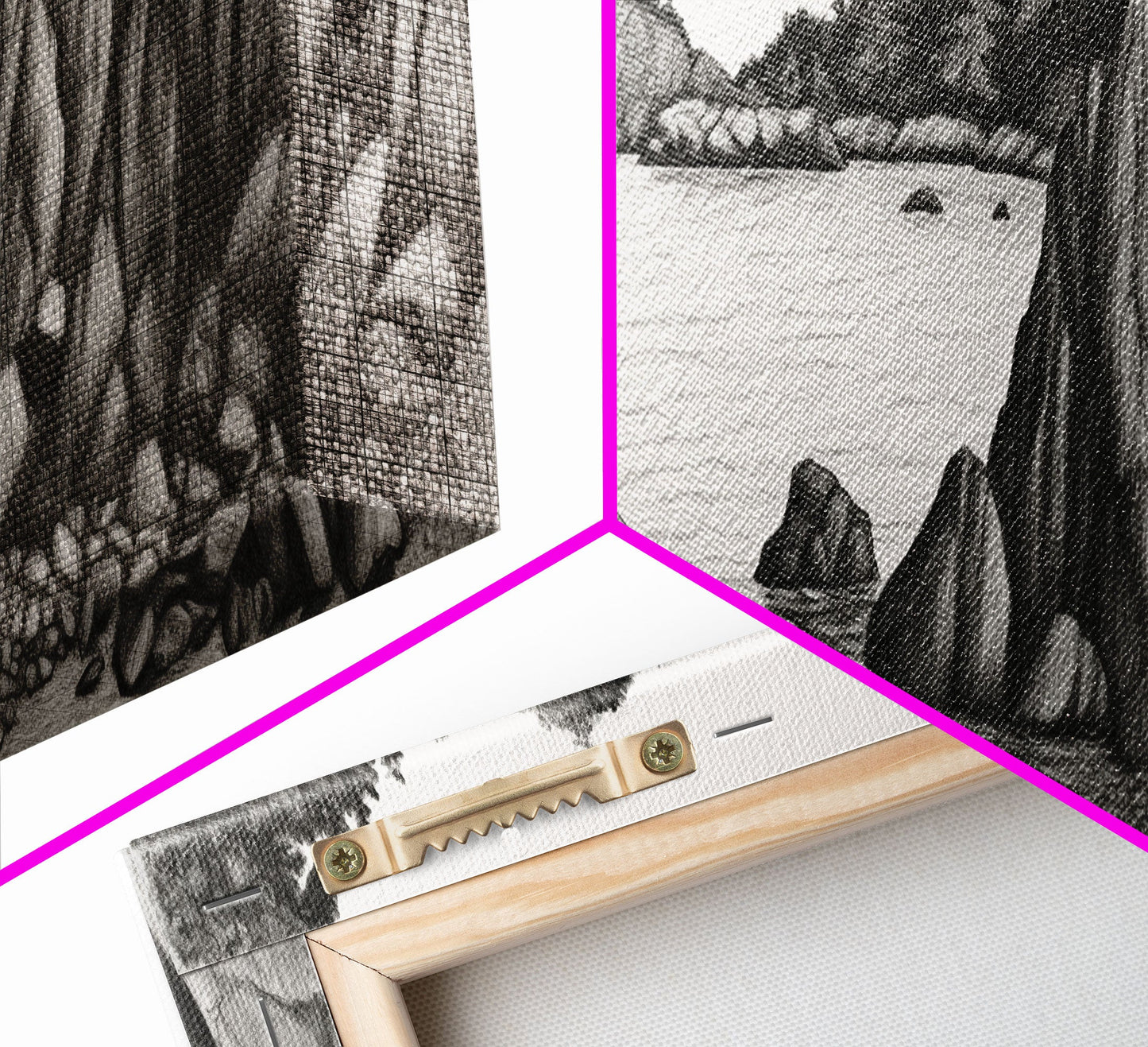 Pencil Sketch River Wall Art Print, Nature, Water, Black And White, Wall Decor, Large Canvas Art Print, Panoramic, Wall Art, Canvas Print