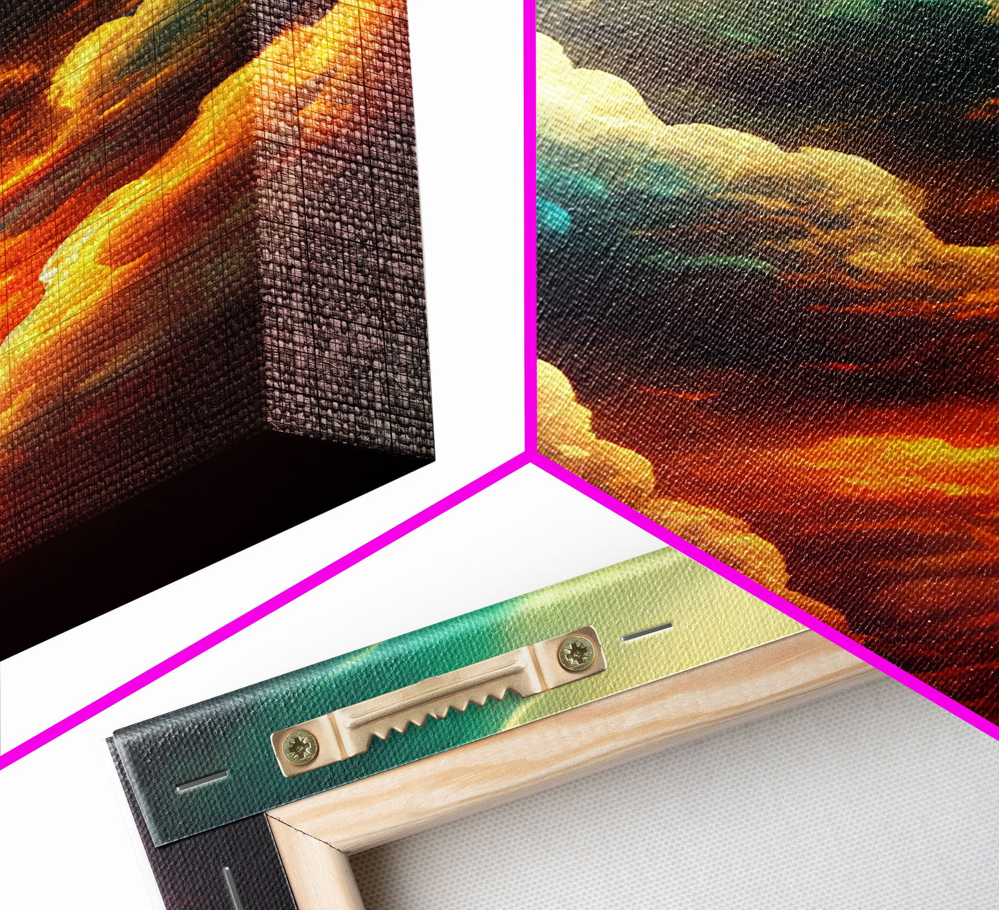 Watercolor painting canvas print of a thunder storm, gloomy wall art, golden hour, cool rain storm wall art, stormy skies