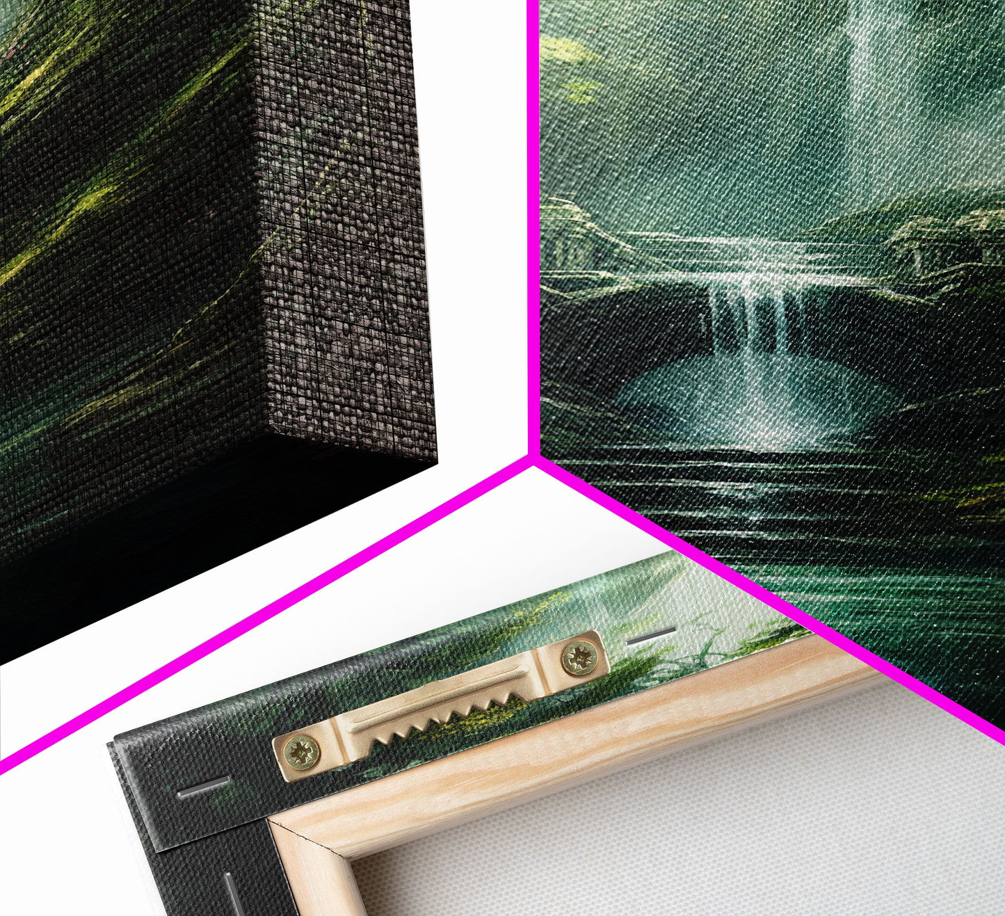 Enchanter Forest, Waterfalls Wall Art, Fantasy Artwork, Canvas Print, Wall Art, Vertical Print, Video Game Art, College Dorm Decor