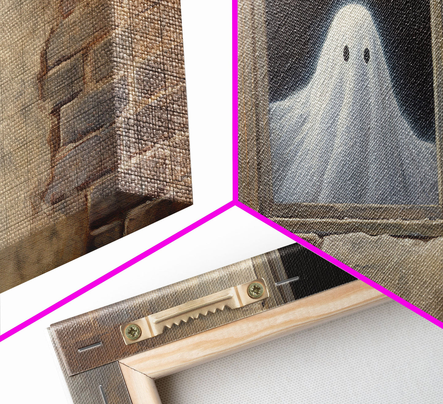 The Ghost In The Window, Funny Halloween Art, Ghost Print, Framed Canvas Art