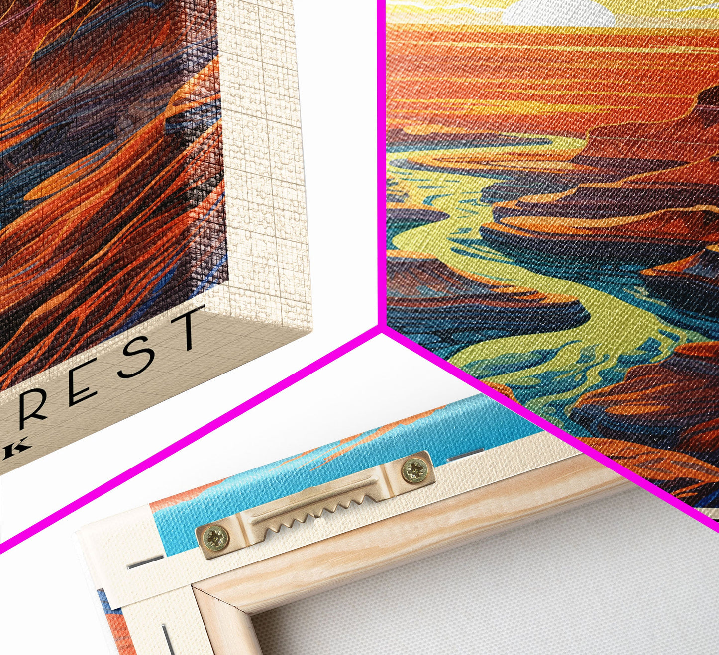 Petrified Forest National Park Washington Travel Art, National Park Print, Minimalist Travel Art, Midcentury Modern Style Landscape Painting
