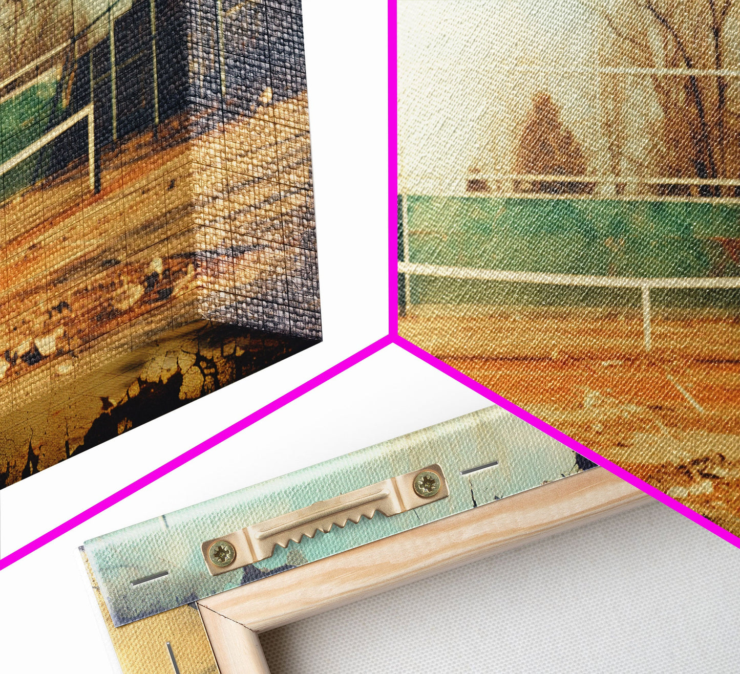 An Abandoned Tennis Court - Old Found Footage Photography - Framed Canvas Print - Urban Decay - Vaporwave Wall Art
