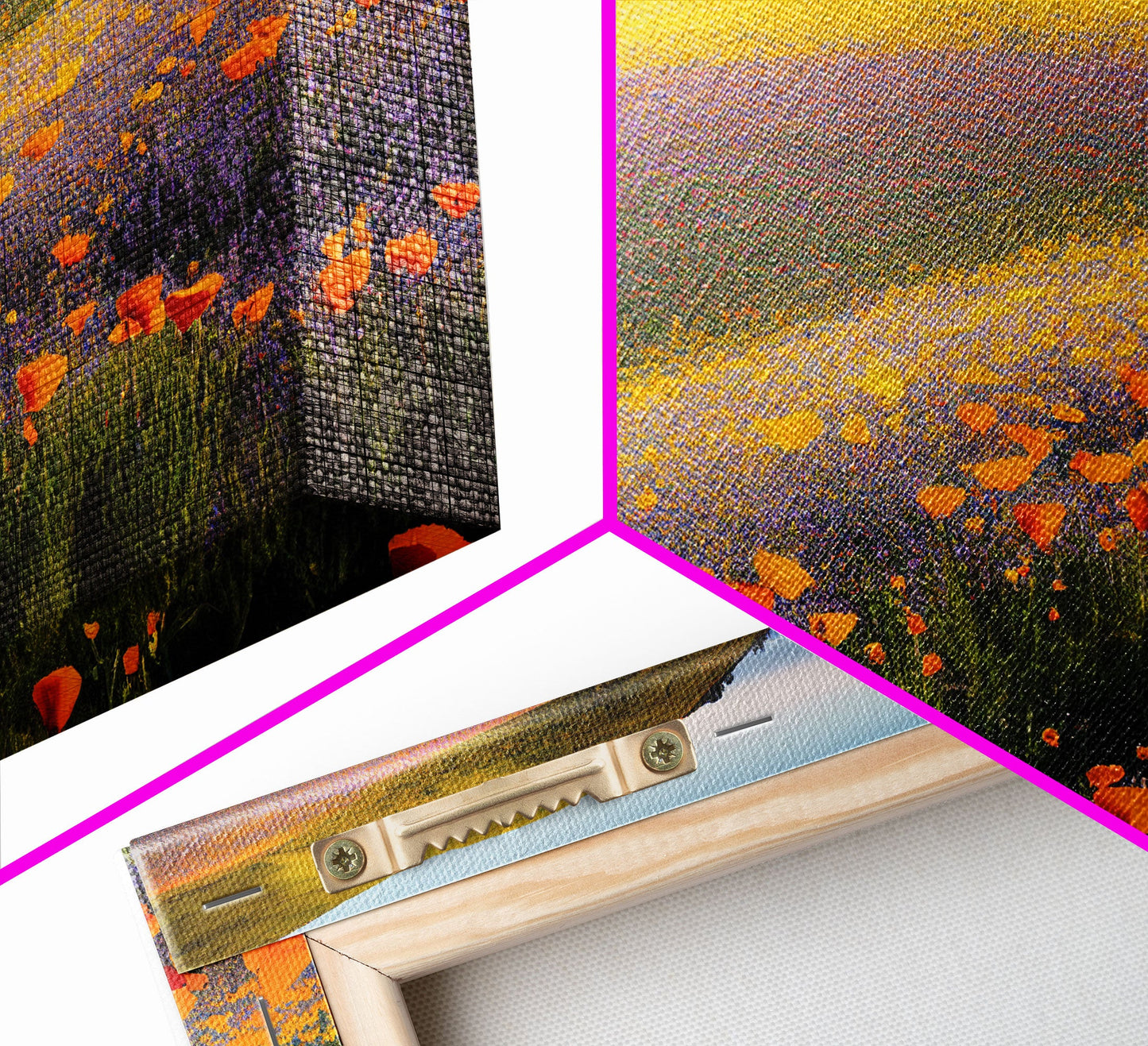 Vintage Wildflower Field Wall Art | Field Of Flowers Art | Botanical Wildflower Art | Framed Canvas Print | Framed Art