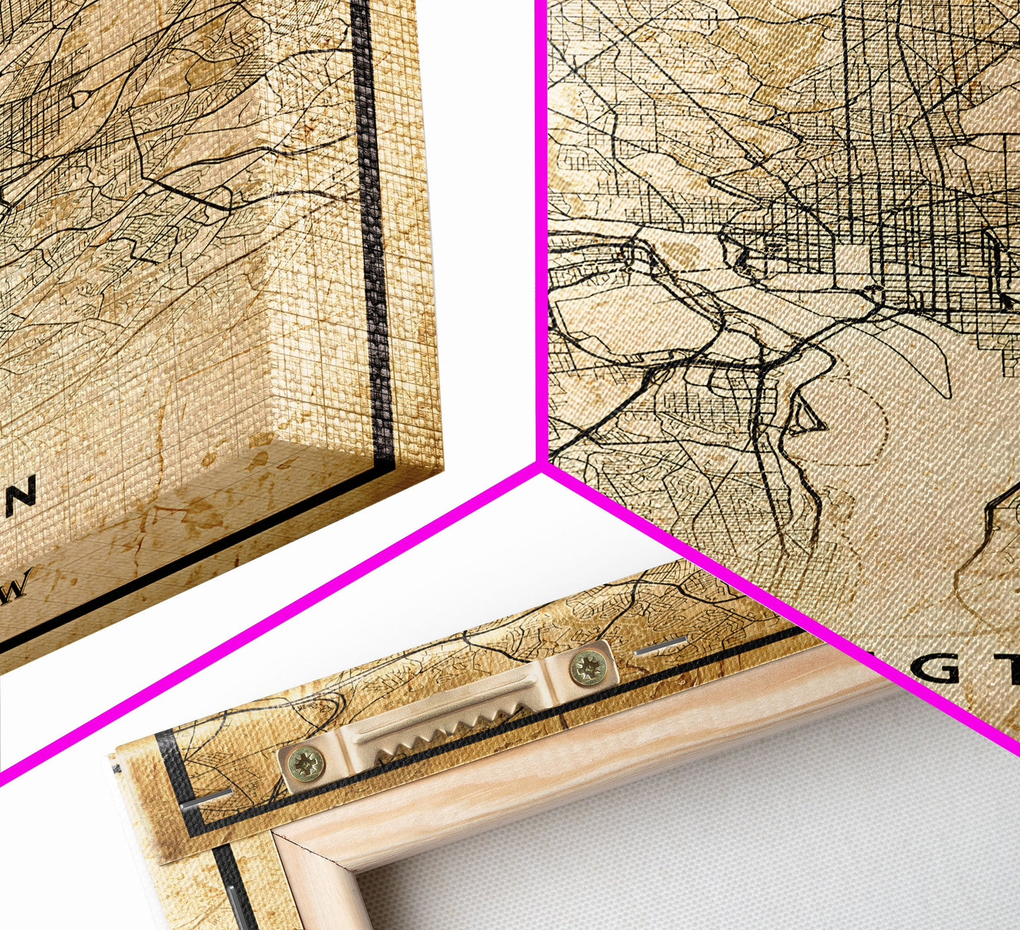 Vintage Washington map print poster or framed canvas | Washington dc city map print poster canvas | District of Columbia print poster canvas