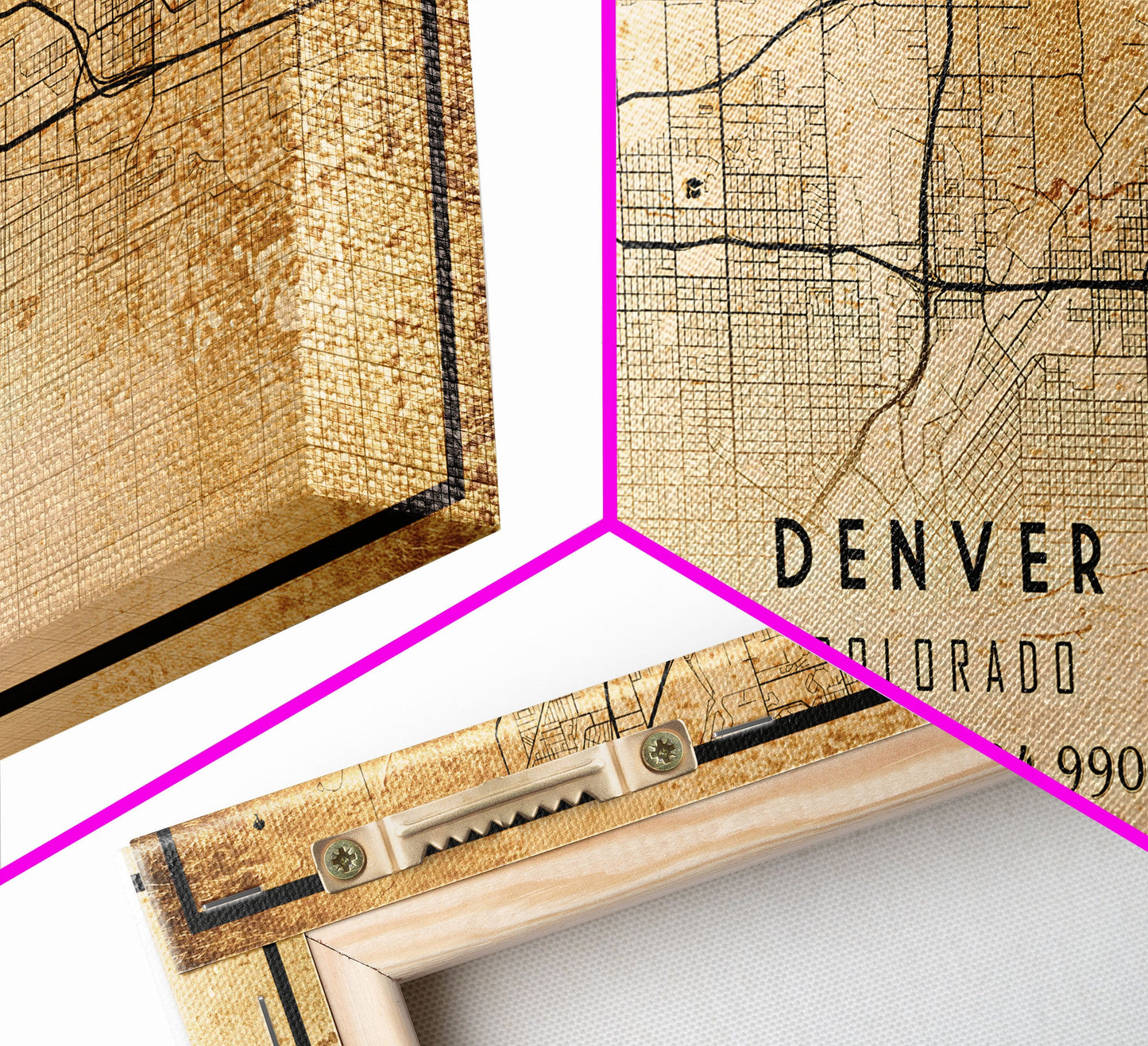 Denver map print poster canvas, Colorado map print poster canvas, Denver city map print poster canvas, framed road map art, office decor