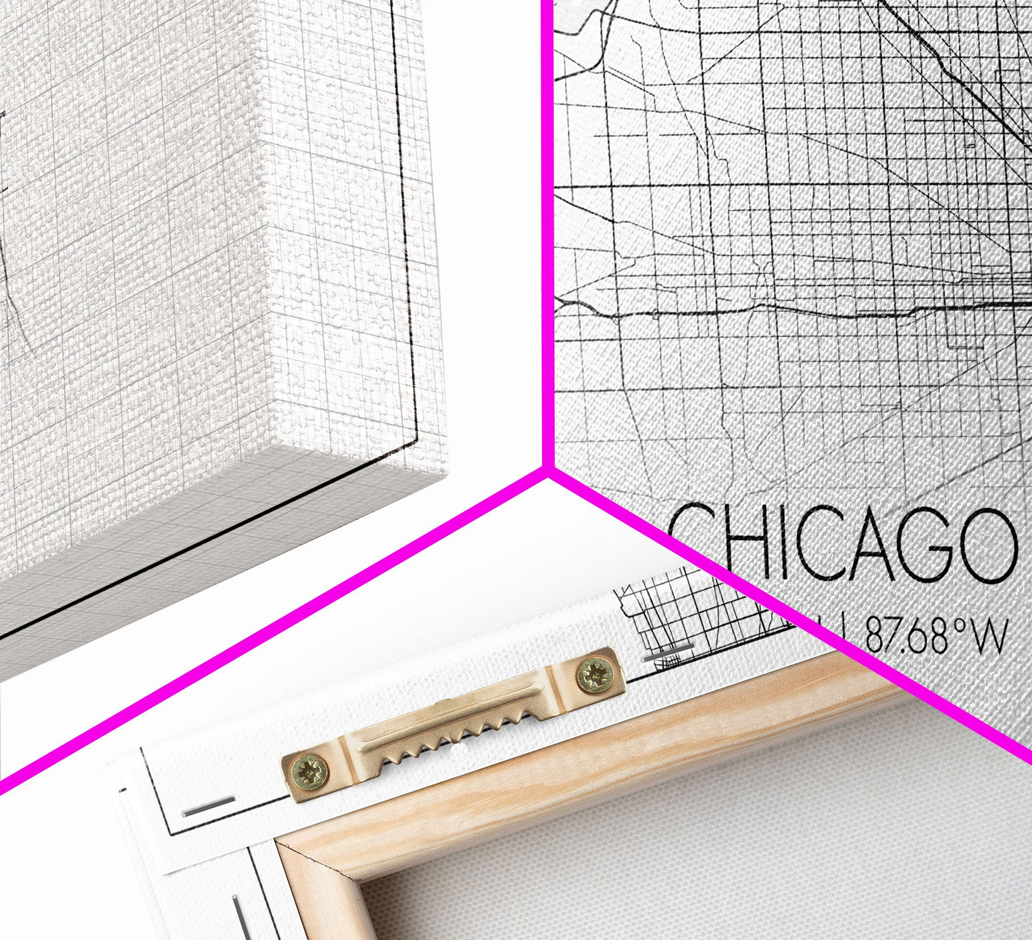 Chicago Street Map, Illinois Map, Map Print, Modern Art, Wall Art, Canvas Art, Apartment Décor, Housewarming Gift, Dorm Wall Art, Office Art