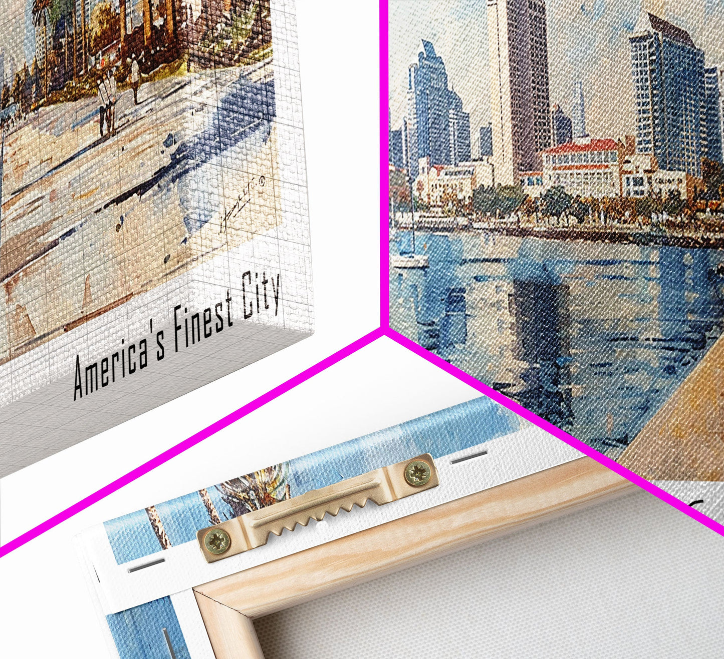 San Diego California Panoramic Print, Creative Framed Canvas Print, Travel Poster Art, Living Room Decor, Office Wall Art