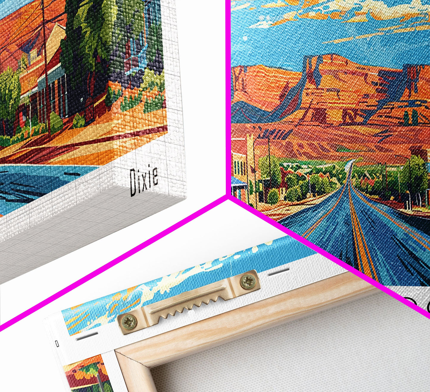 St. George Utah Panoramic Wall Art, Mid Century Modern Framed Canvas Print, Retro Pop Art Travel Poster, Office Wall Decor and Gift Idea
