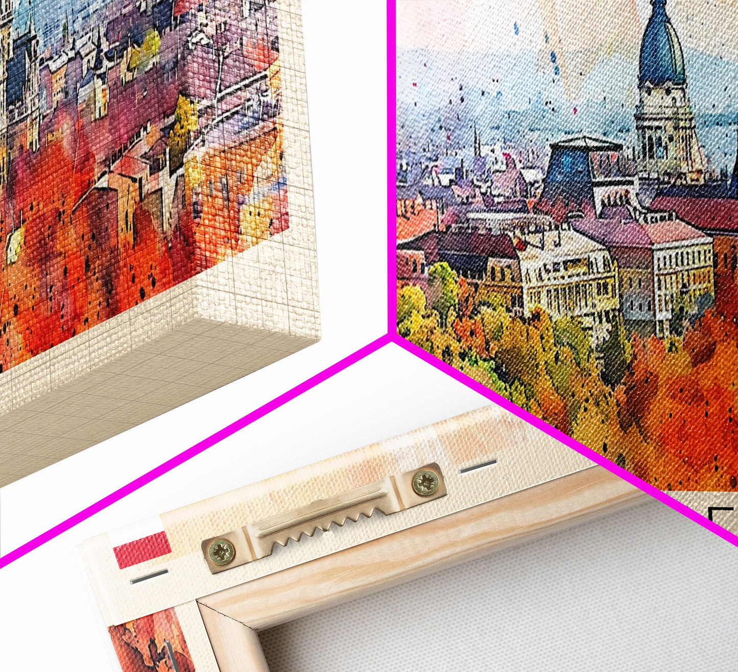 Debrecen Hungary Panoramic Travel Poster, Framed Canvas Print or Metal Wall Art, Travel Art, Home Decor, Panoramic Painting, Midcentury Art