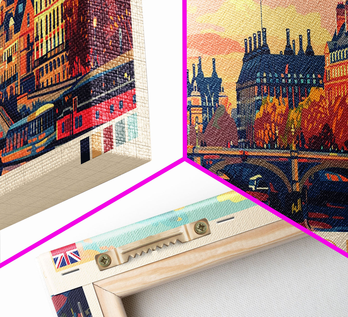 London United Kingdom Panoramic Travel Poster, Framed Canvas Print or Metal Wall Art, Travel Art, Home Decor, Panoramic Painting, Midcentury Art