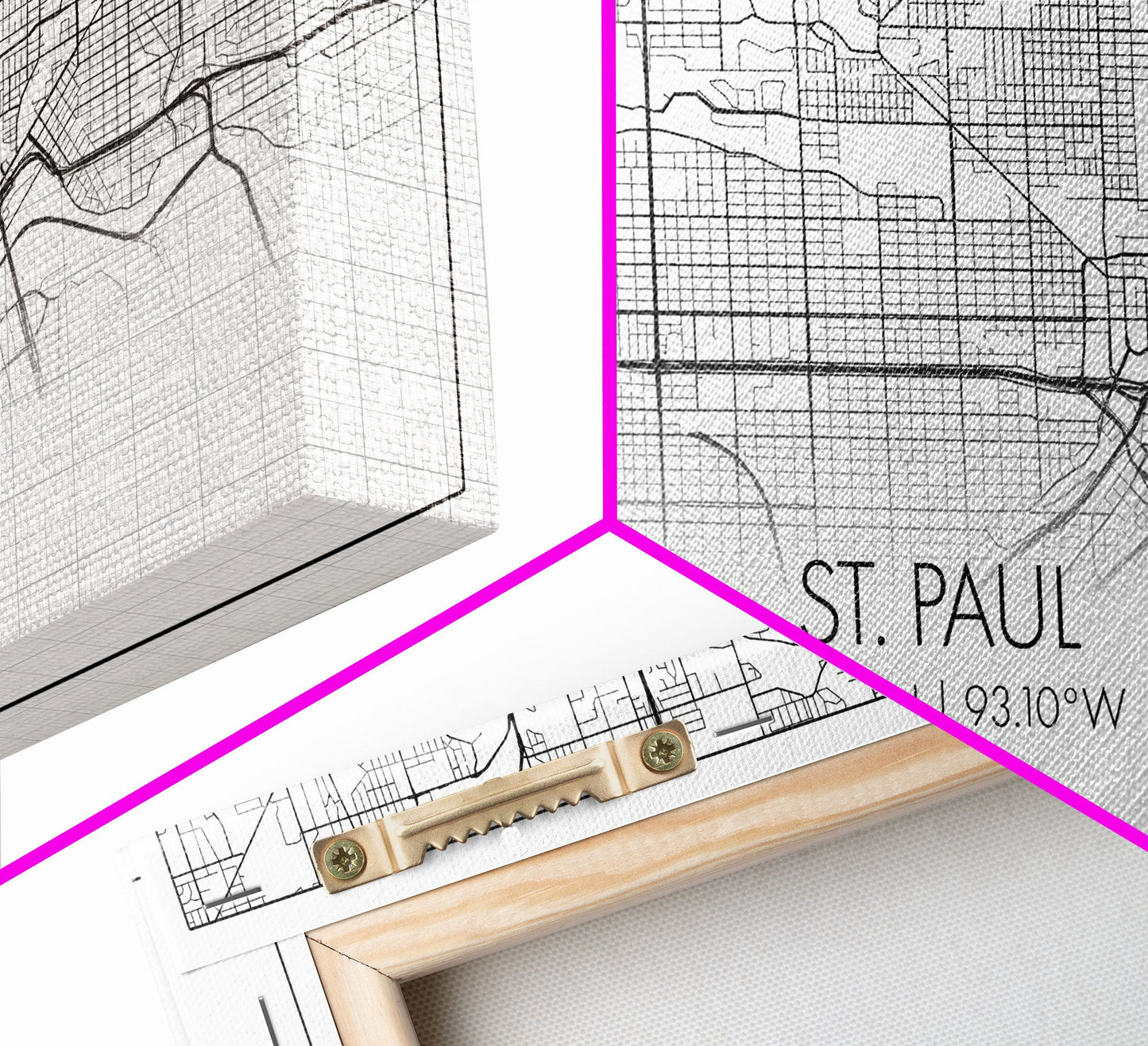 St Paul City Map, Minnesota Art, Map Print, Modern Wall Art, Wall Art, Canvas Art, Bedroom Teen Girl Art, Newlywed Gift, College Dorm Décor