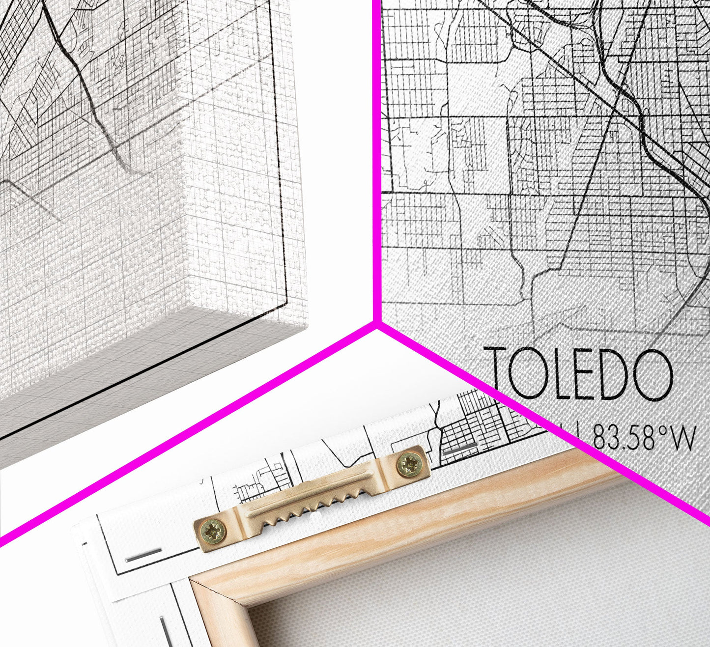 Toledo City Map, Ohio Art, Map Print, Modern Wall Art, Wall Art, Canvas Art, Landscape Art Print, Gift For Boss, Ranch House Décor