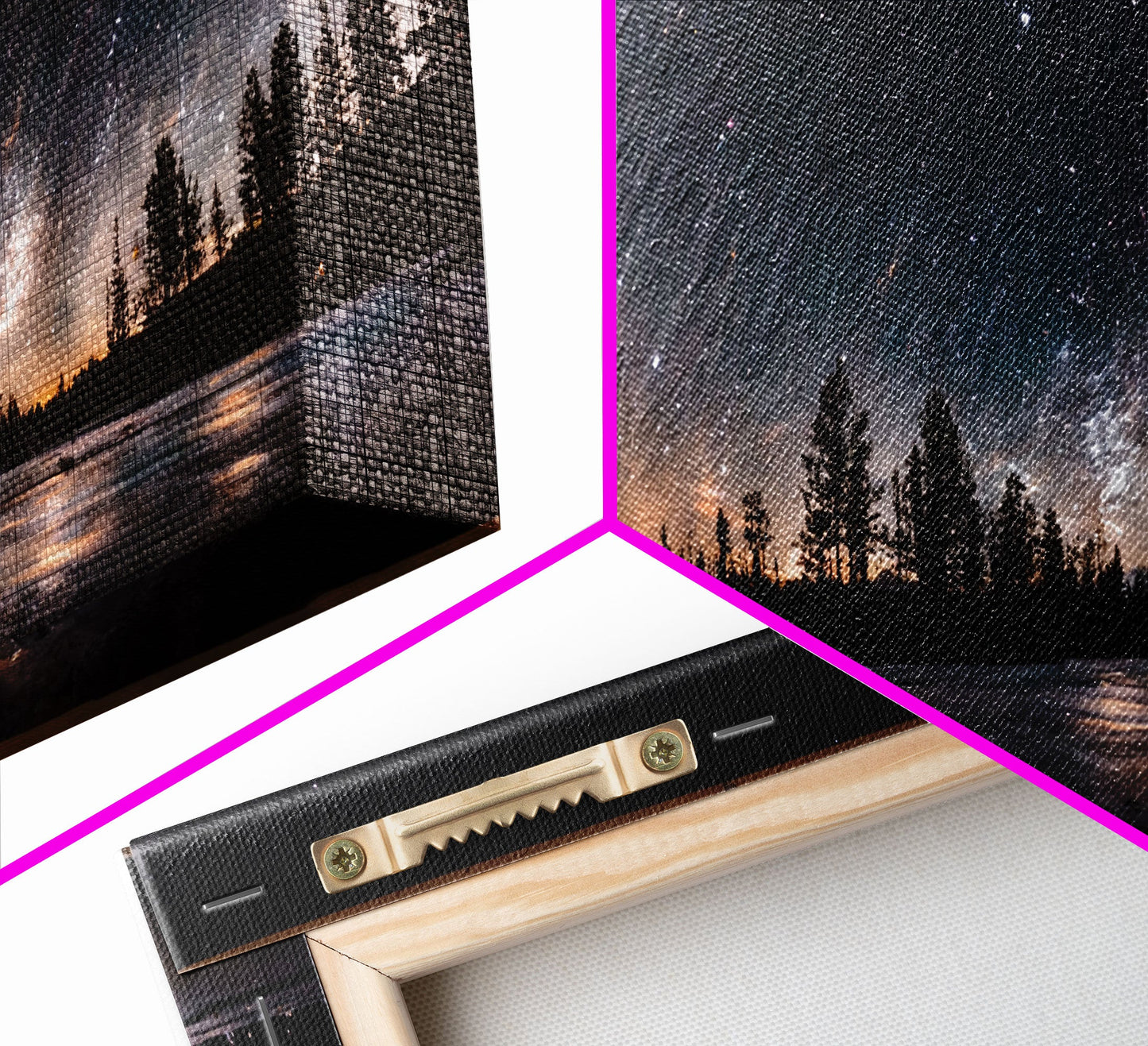 Canvas Wall Art Landscape Mountains Nature Painting Prints Minimalist Modern Home Artwork Decoration Night Sky With Stars