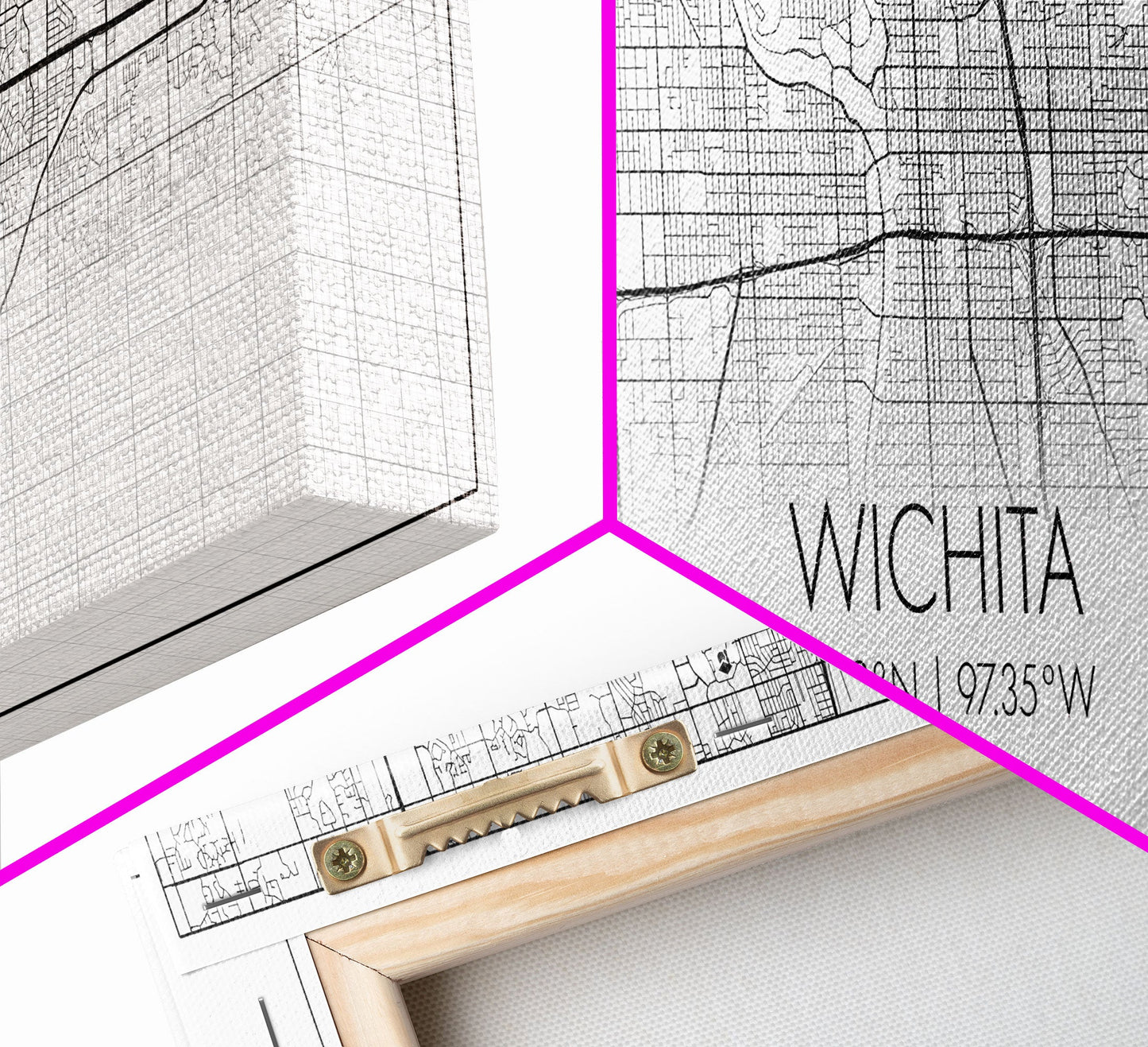Panoramic Wichita City Map, Kansas Art, Map Print, Minimalist Wall Art, Canvas Art, Housewarming Gift, Street Map Art, Closing Gift