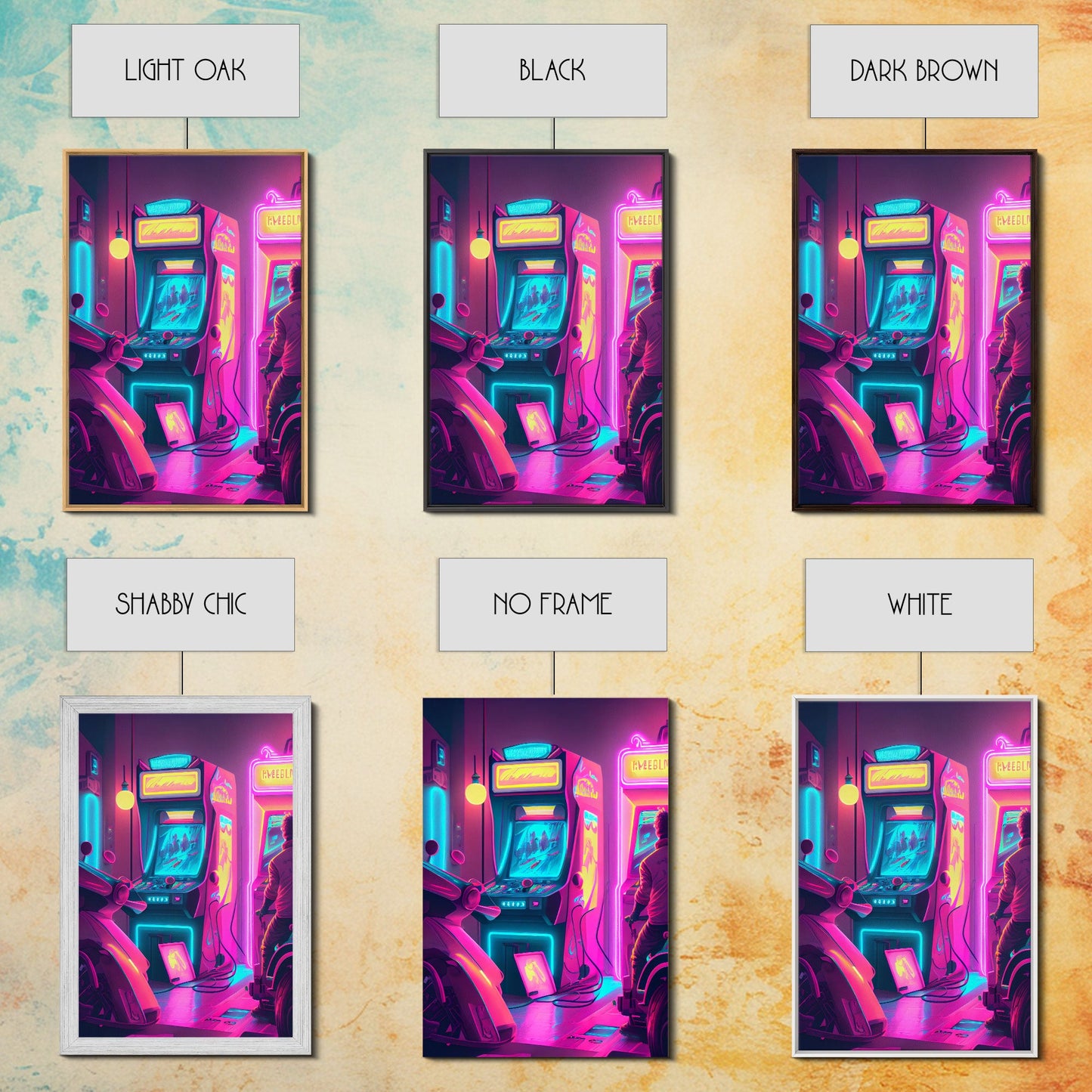Game Room Decor, Framed Canvas Print, Synthwave Arcade, Boys Room, Gamer Gift, Gaming Wall Art, Video Game Posters, Teen Room
