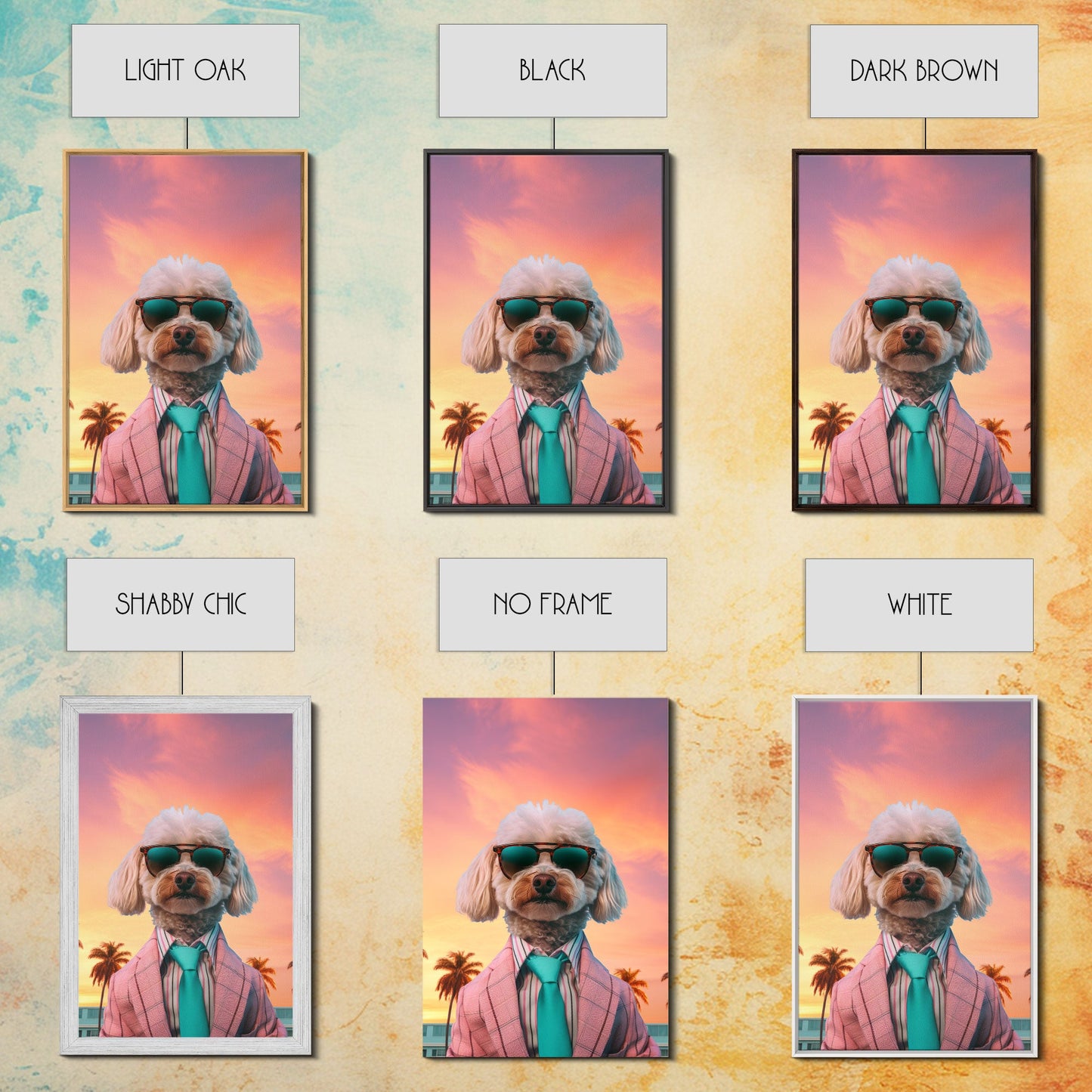 Poodle Wall Print, Dog Wall Art, Dog Sunglasses, Dog In Pink Suit, Funny Art, Framed Wall Art, Framed Canvas, Wall Print, Wall Canvas