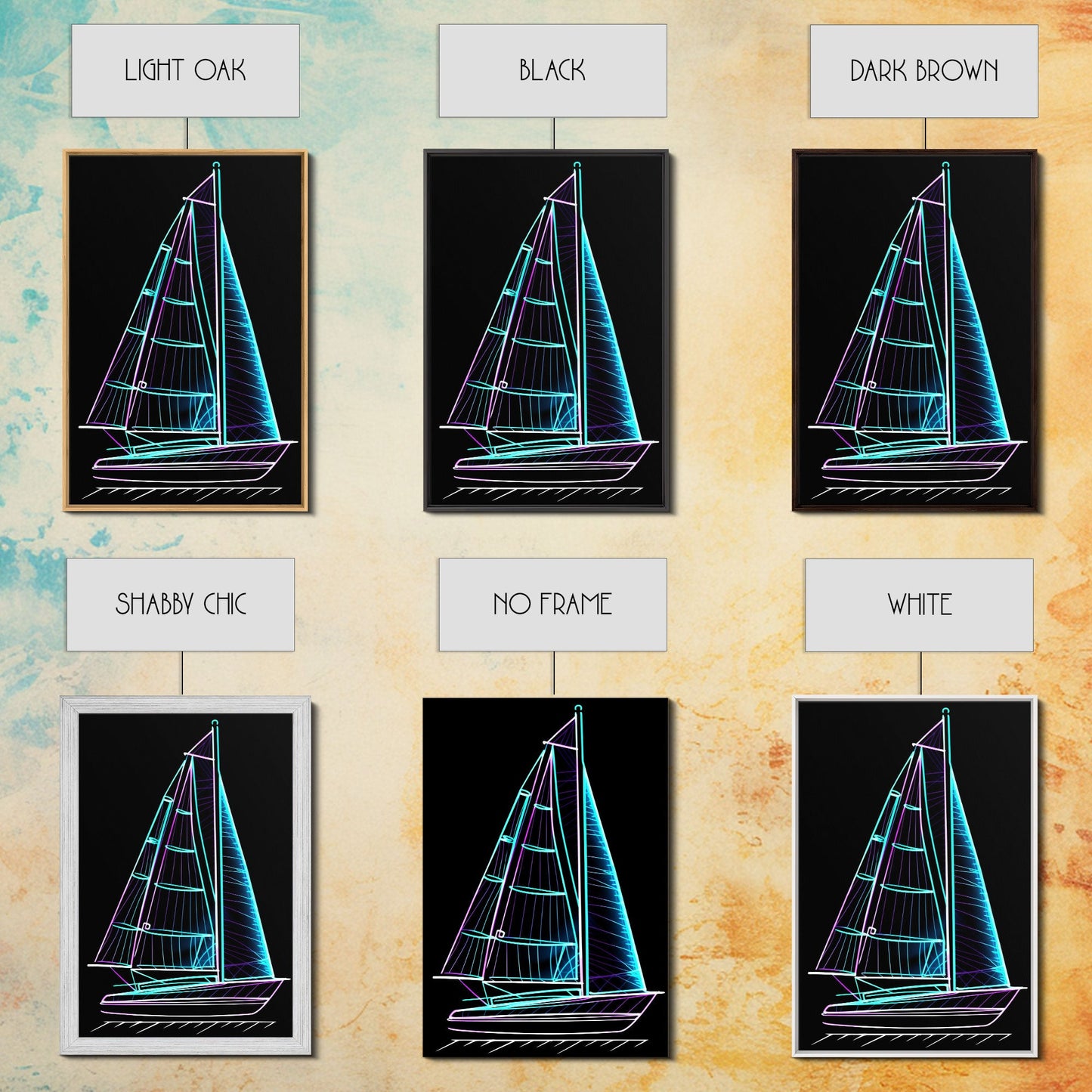 Teal Sail Boat Wall Decor, Ocean Art Print, Line Art, Minimalist Print, Wall Decor, Canvas Print, Wall Art, Framed Canvas