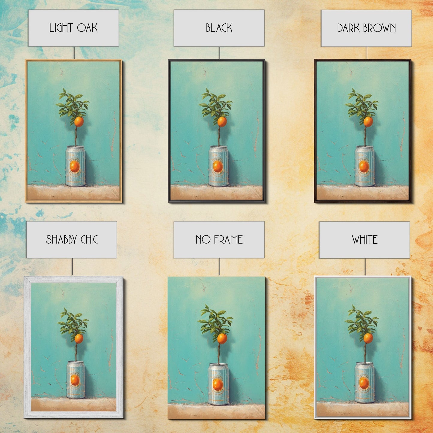 Orange Tree In Can Wall Decor, Fruit Wall Art, Kitchen Wall Art, Minimalist Wall Art, Wall Decor, Canvas Print, Wall Art, Framed Canvas Art