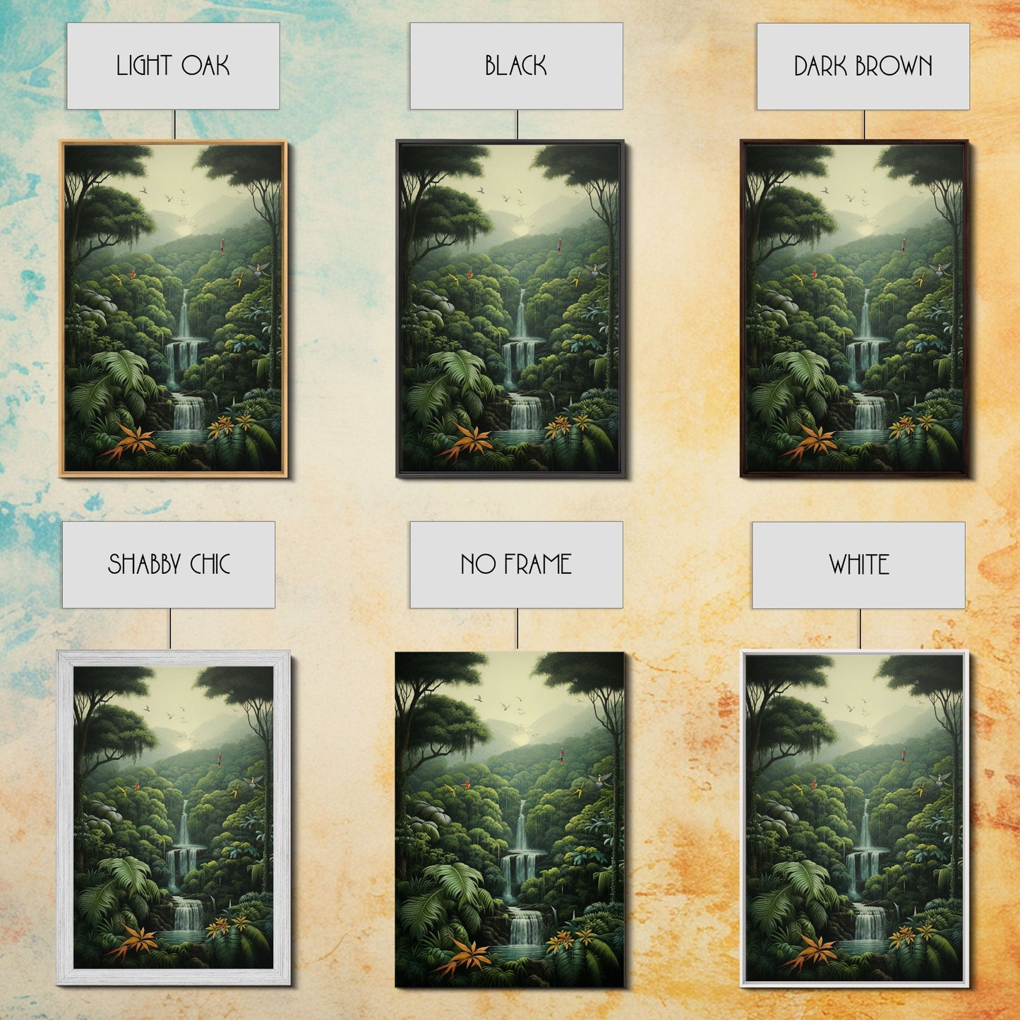 Jungle Wall Art, Waterfalls Art, Nature Wall Art, Trees Art Print, Canvas Print, Wall Art, Vertical Art, Lake House Wall Art, Indie Room Art