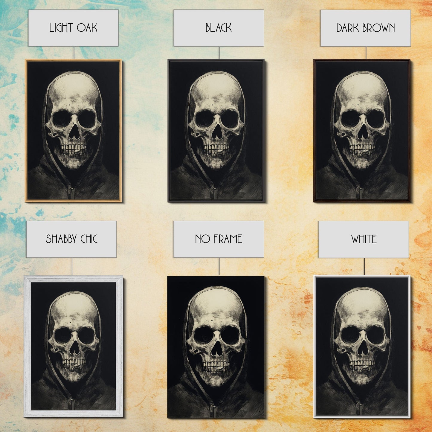 Skull Decor, Charcoal Drawing, Gothic Decor, Human Skull, Canvas Print, Wall Art, Vertical Art, Dark Wall Art, Moody Wall Art, Indie Art