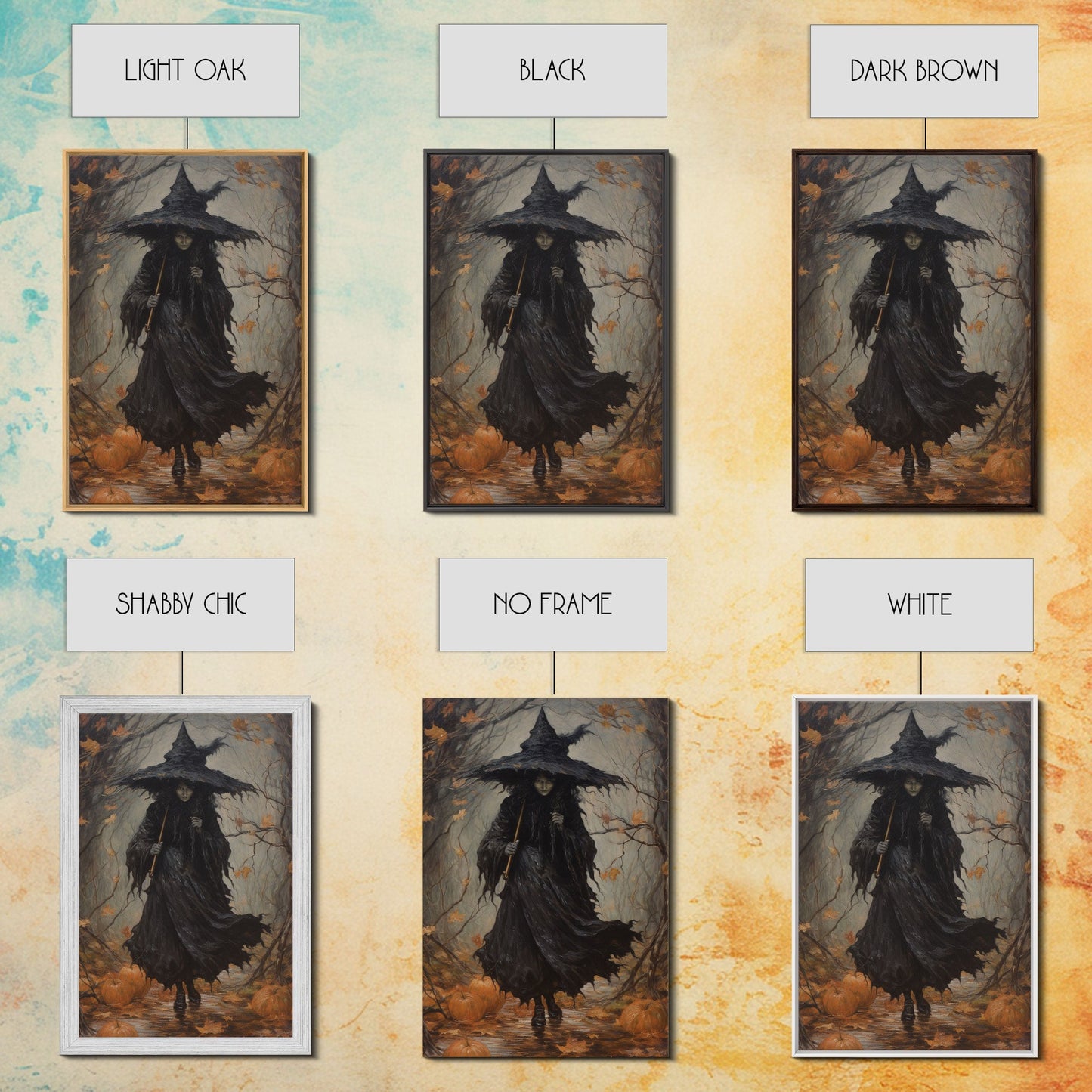 The Wicked Witch, Halloween Canvas Print, Framed Canvas, Unique Wall Art, Goth Art, Dark Academia, Witch Art, Witchcraft, Witch Decor